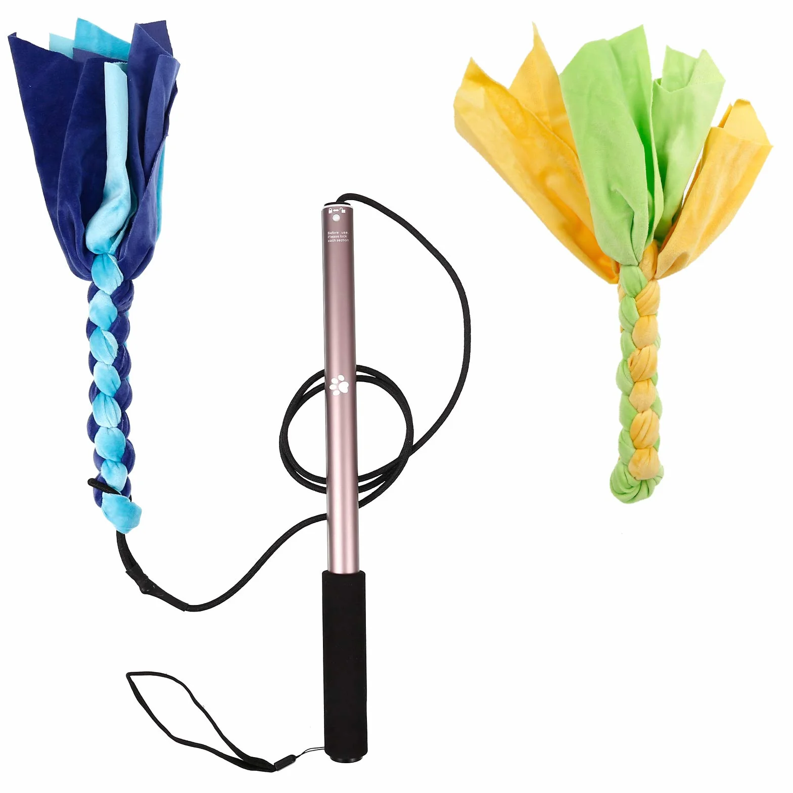 Auidy_6TXD Flirt Pole Cani, Giochi Giocattoli interattivi per cani retrattile con 2 giocattoli da masticare corda per masticare, allenamento