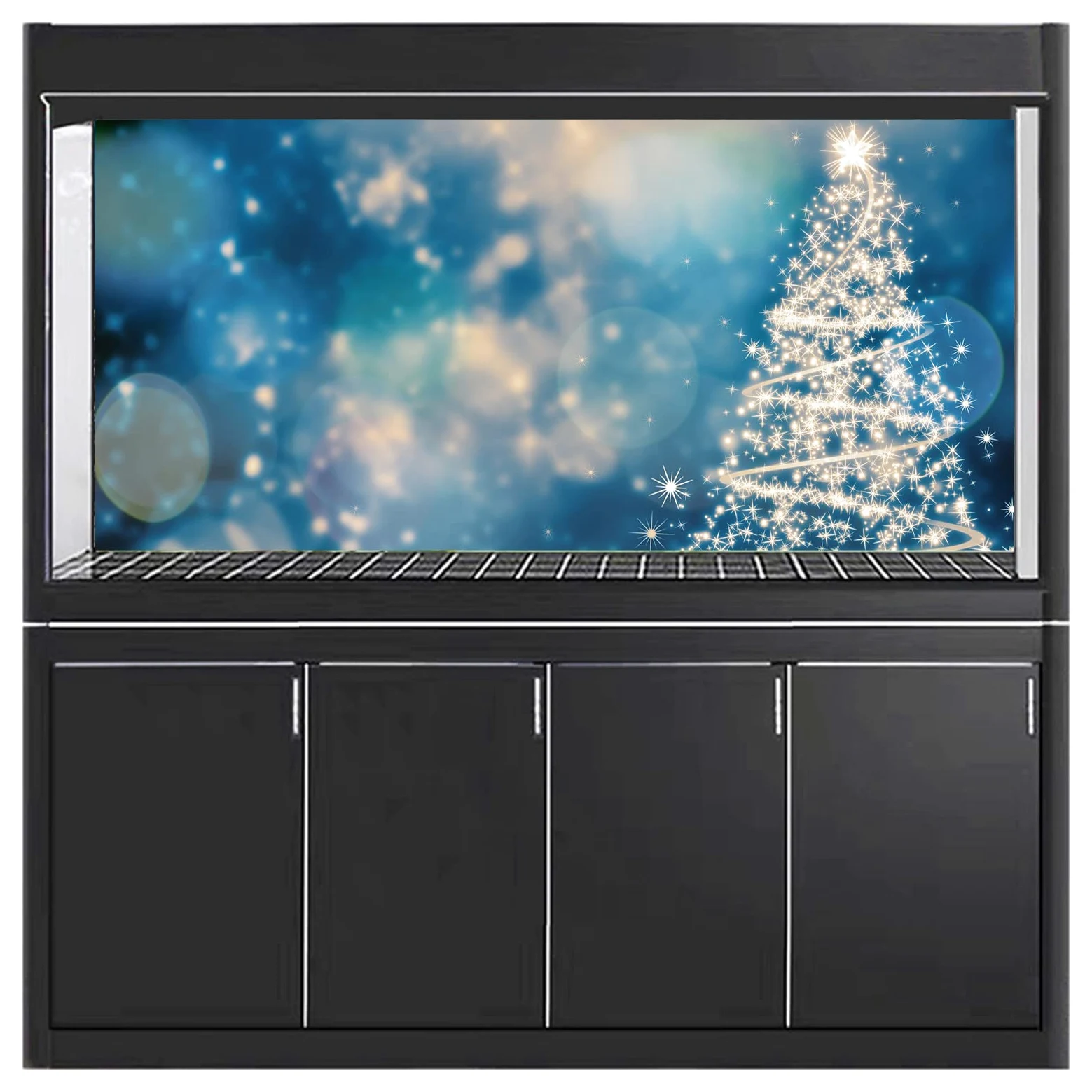BAHULA Adesivo di sfondo per acquario di Natale, sfondo per acquario, sfondo per acquari, in PVC, adesivo per albero di Natale, sfondo per poster e decorazioni in carta, 122 x 76 cm