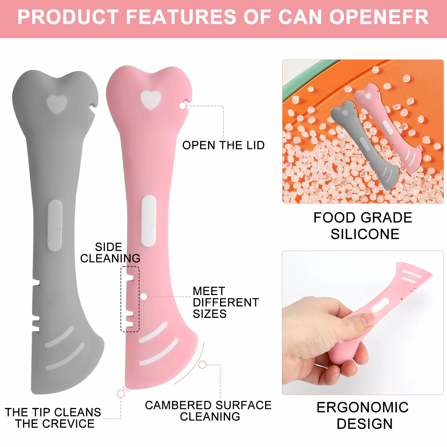 Set di 2 cucchiai per cibo per gatti, multifunzionali, apriscatole e custodia in silicone senza BPA, per alimenti per animali domestici, gatti, cani, alimenti per animali domestici