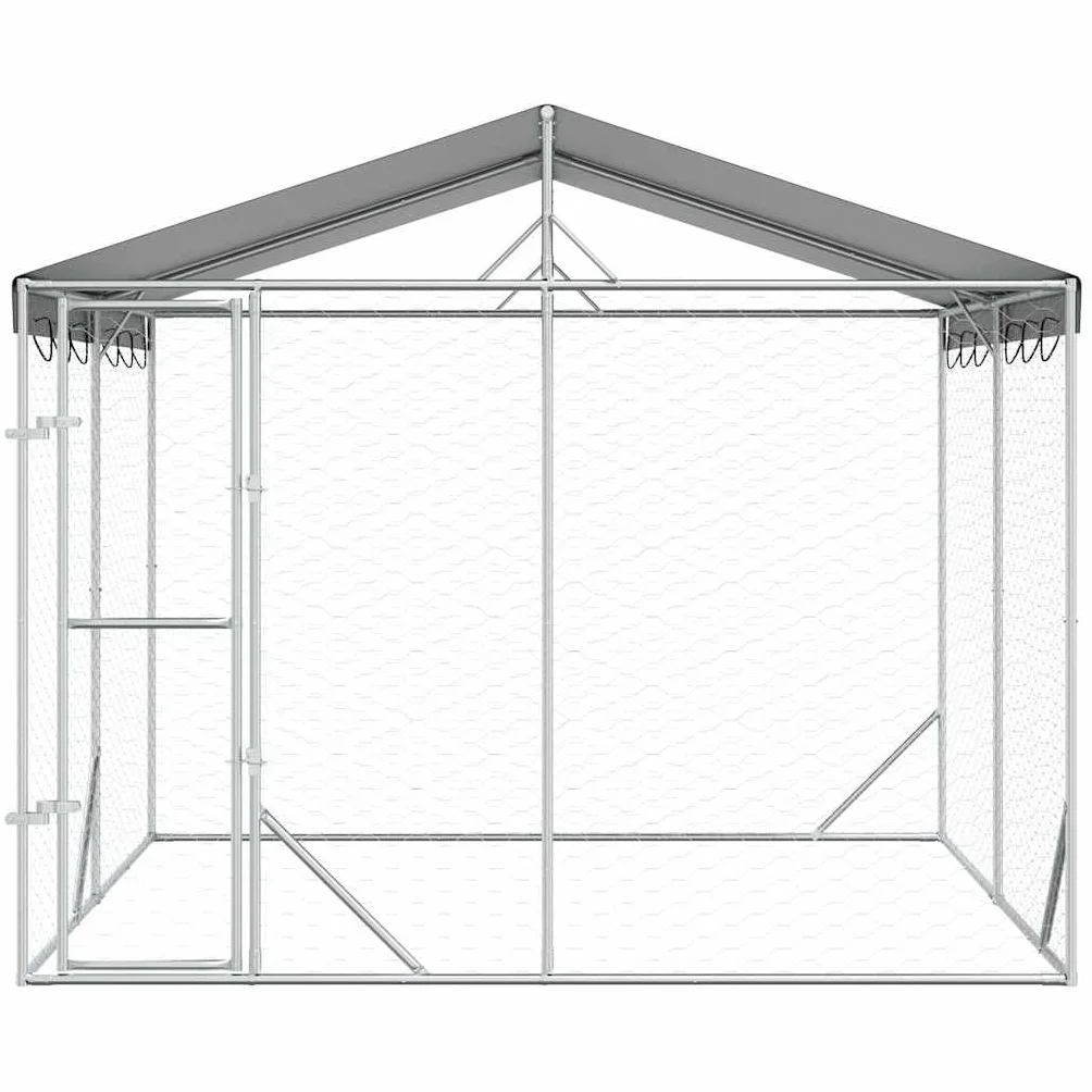 vidaXL Cuccia Cani da Esterno Tetto Argento 3x3x2,5 m Acciaio Zincato