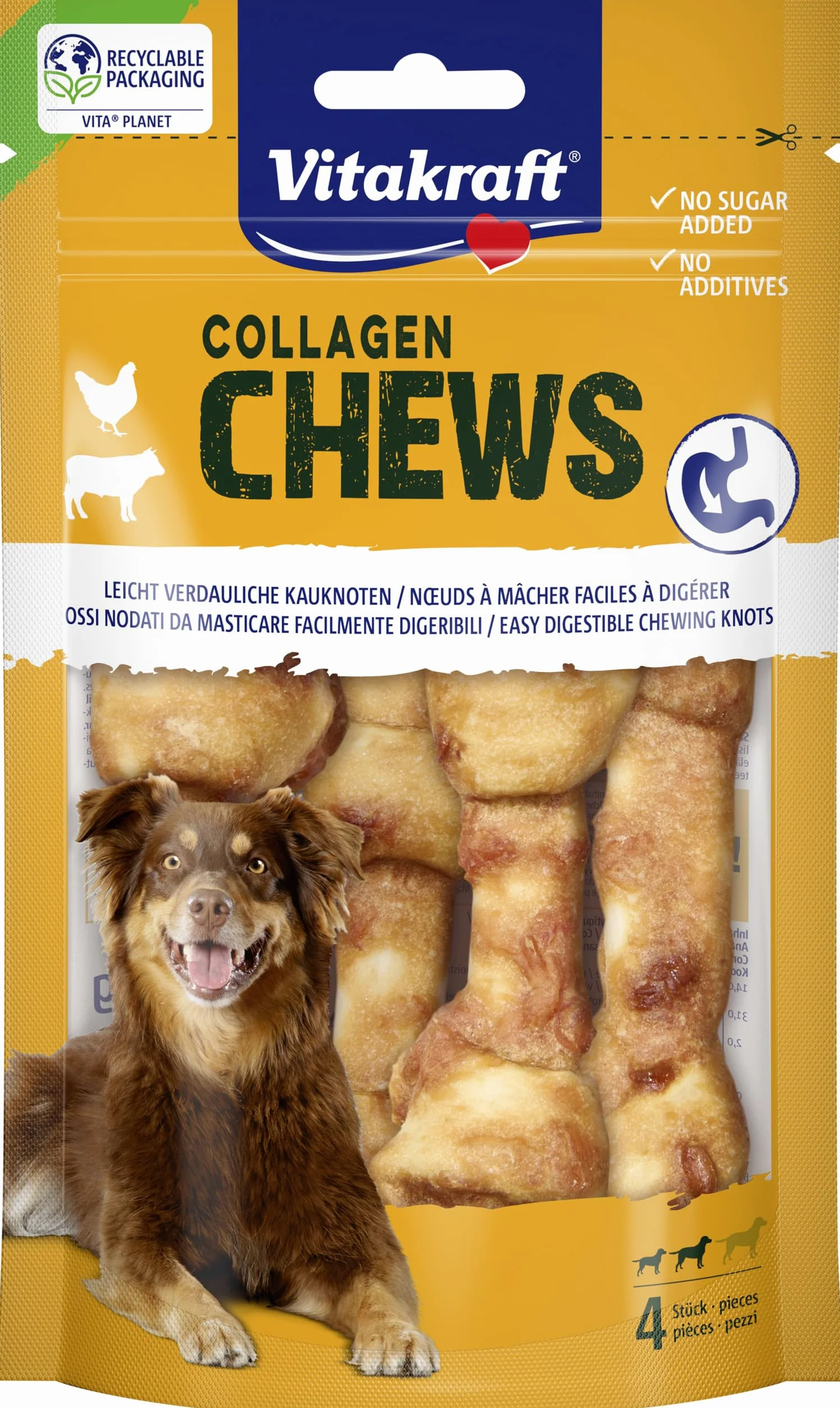Vitakraft Collage Chews masticatori per cani con collagene e pollo 80g