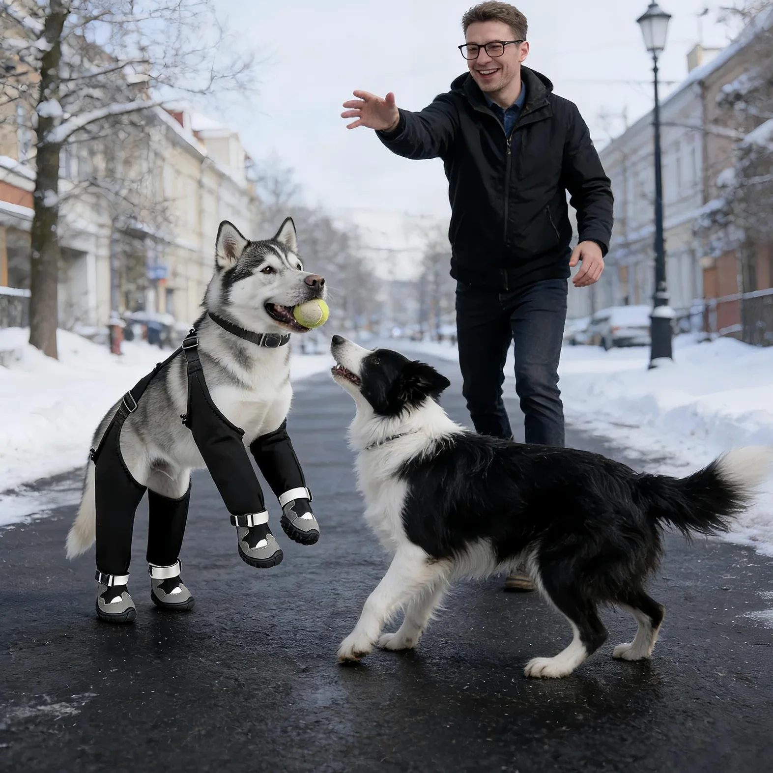 Scarpe per Cani Animali Antiscivolo Traspiranti Impermeabili | Scarpe Invernali da Cani Per Caccia, Passeggiate, Campeggio, Attività All'aperto, Uscite Quotidiane E