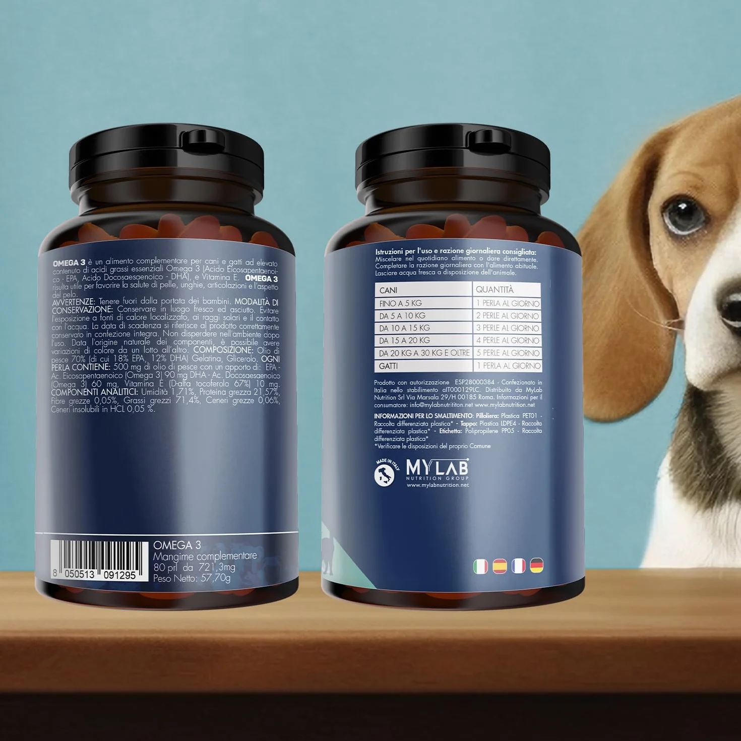 Suprapet Omega 3 per Cani e Gatti Olio di Pesce, EPA, DHA e Vitamina E 80 Perle. Mangime Complementare Naturale per Pelo e Articolazioni (80 unità (Confezione da 1))
