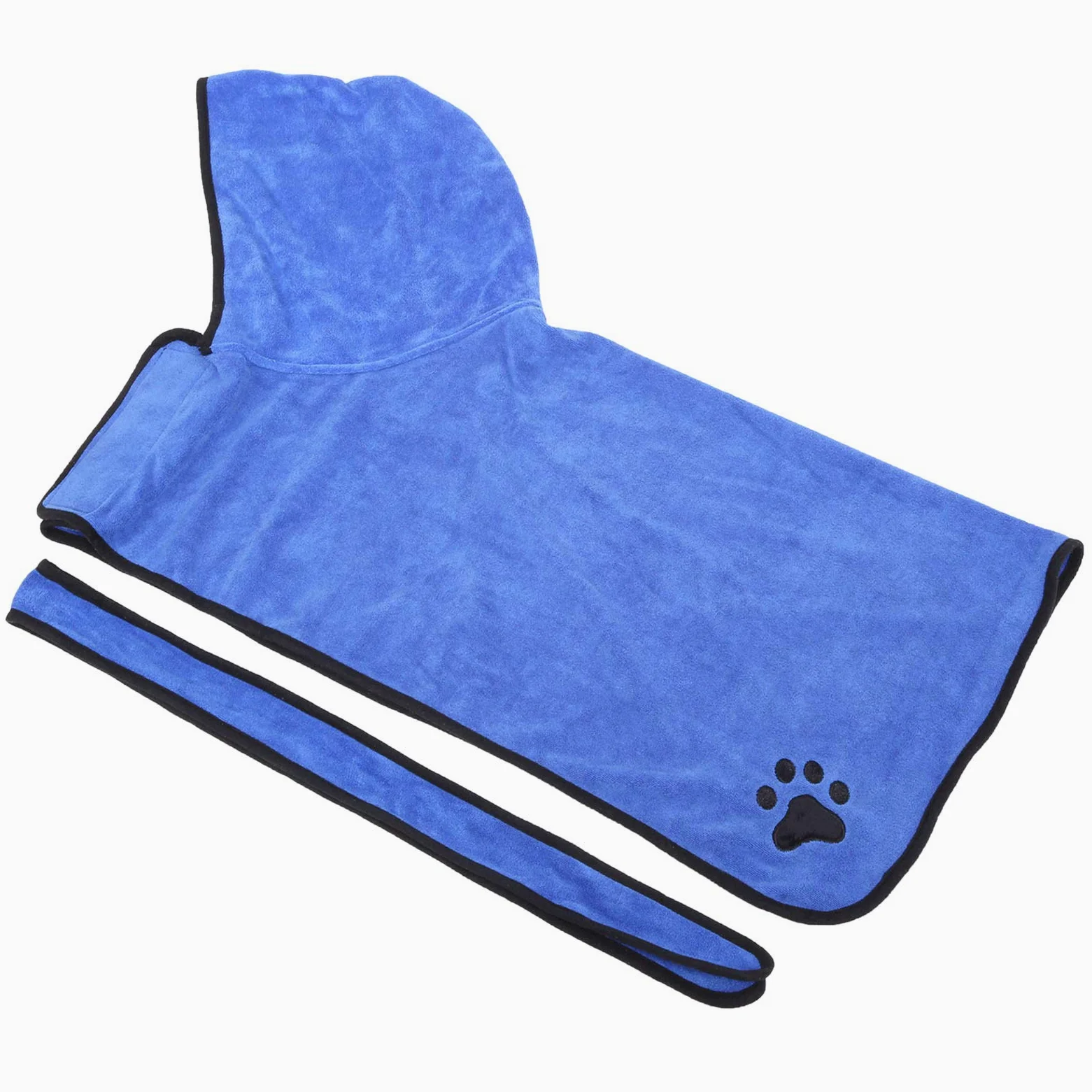 Accappatoio per animali in fibra con cintura, asciugamano per (XL) | Accappatoio per cani con cappuccio, realizzato in tessuto di fibra assorbente, dotato di cintura regolabile e chiusura al