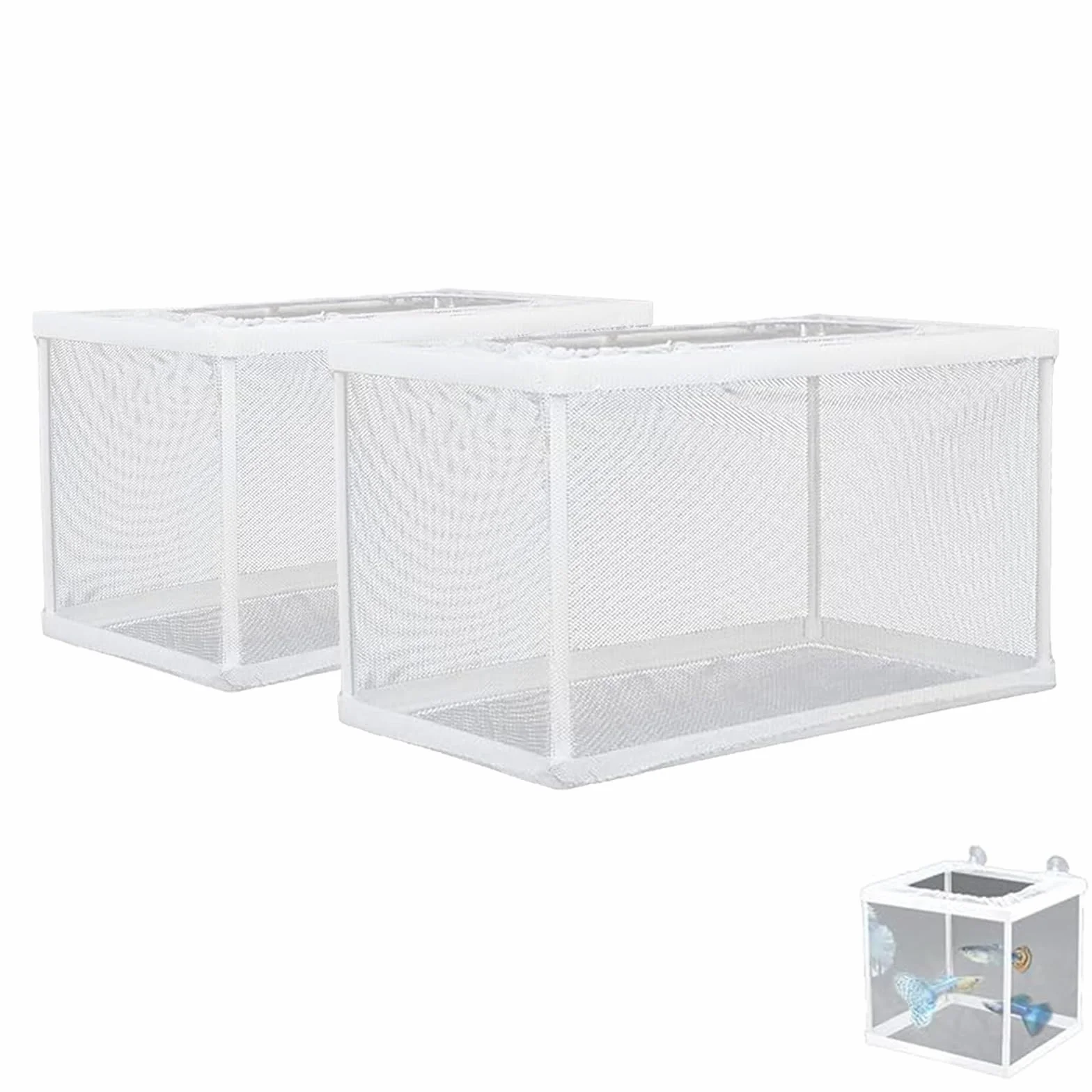 2 Pezzi Scatola di Allevamento, Scatola di Allevamento in Plastica, Incubatrice per Pesci D'acquario, Adatto per Acquari, Isolare Piantine e Sostenere l'incubazione e la Riproduzione (Bianco)
