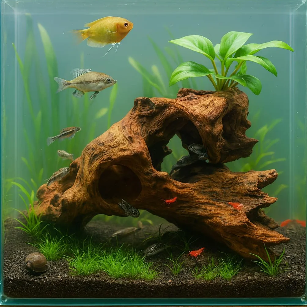 emours - Rami naturali porosi per acquario, rami di driftwood per paesaggio acquatico con fori, gallerie e nascondigli selezionati a mano, paesaggio acquatico, decorazione per terrario per rettili