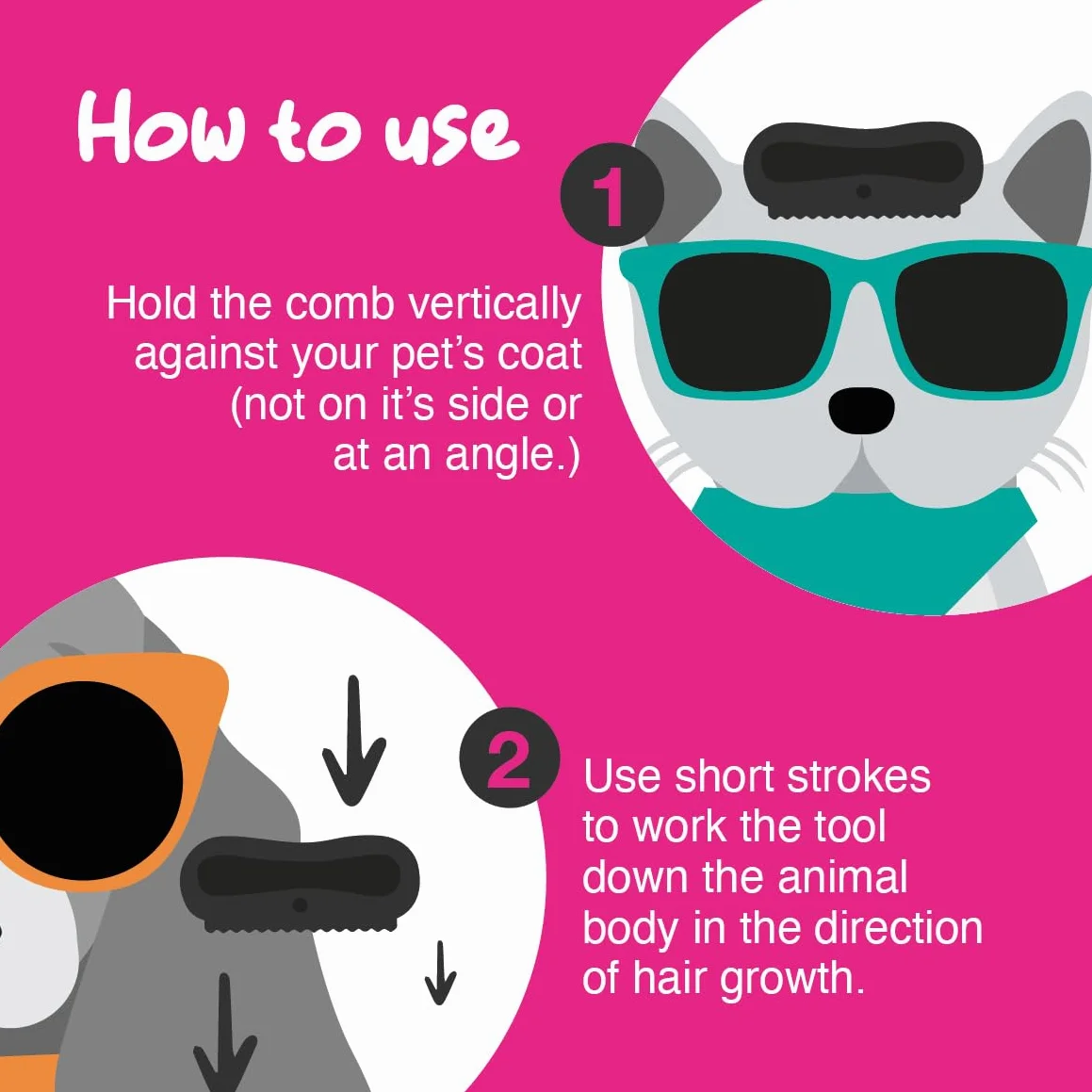 Groomi Spazzola per la depilazione e la cura del pelo per cani, gatti, cavalli e conigli, strumento delicato ed efficace per la cura degli animali domestici, pettine piatto largo, groomer liscio per