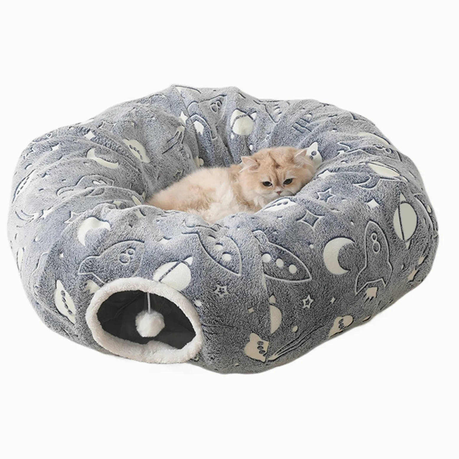 Tunnel Ciambella per Gatti Cuccia Tunnel A Ciambella Per Gatti | Cuscino Morbido Pieghevole per Animali Piccoli Grandi per Appartamento Dormitorio Balcone Casa Sala da Soggiorno