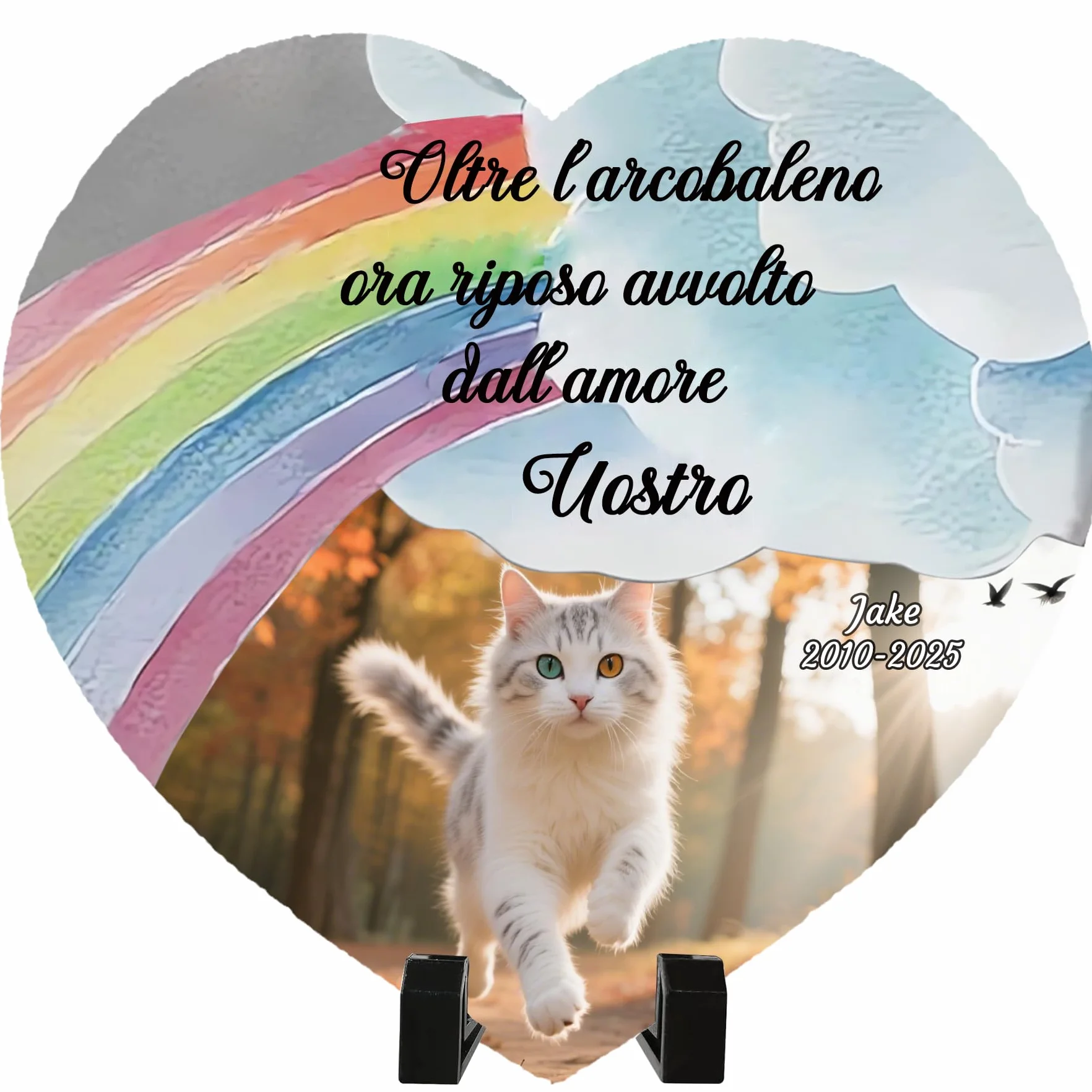 Targa Commemorativa per Gatti con Foto Pietra Tombale Personalizzata Regalo Condoglianze Perdita Animale Decorazione Giardino Style F