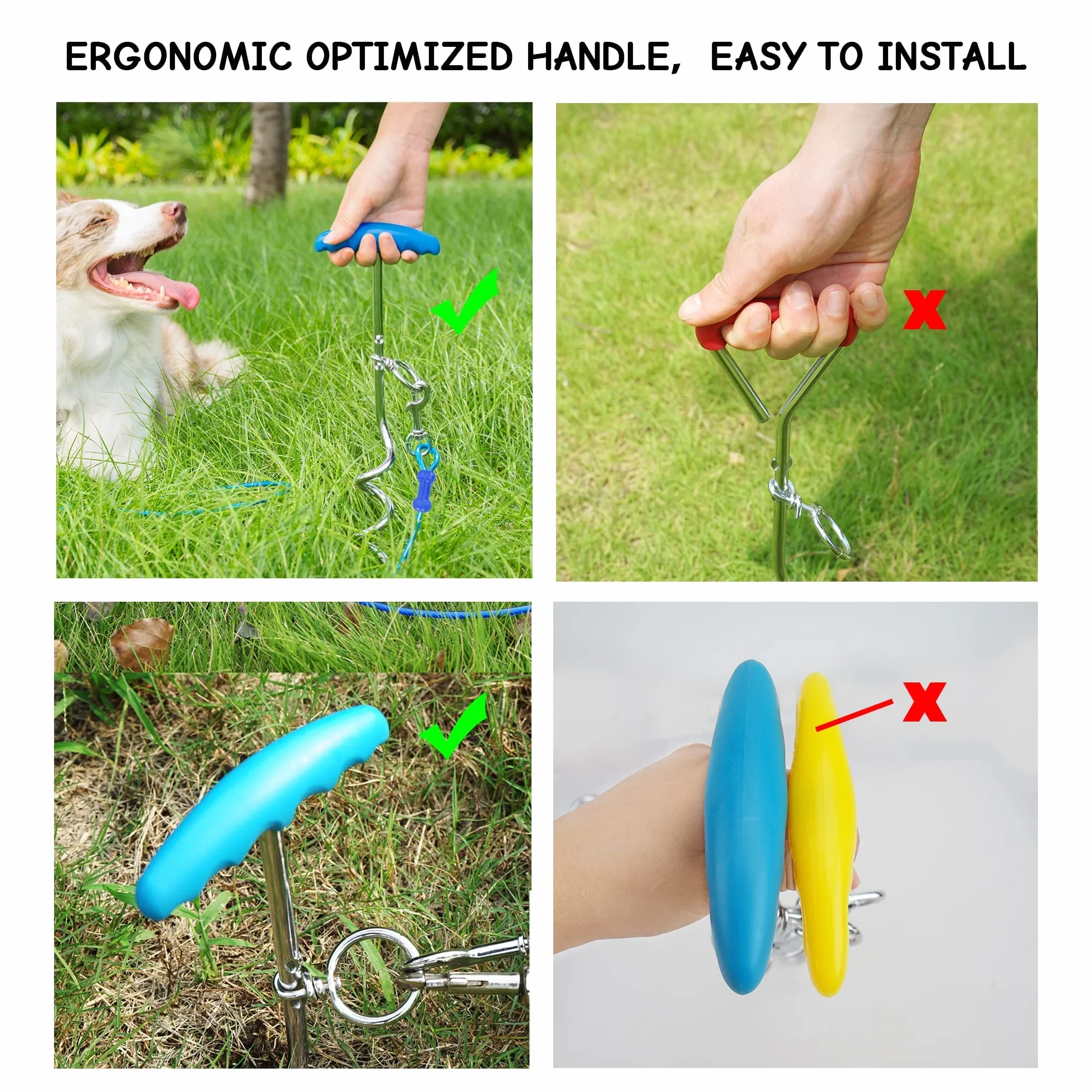 Petphabt - Cavo resistente per cani da 6 m, con spirale per cani da 16 cm, con picchetto a terra per cuccioli e animali domestici, guinzaglio per esterni (verde acqua)