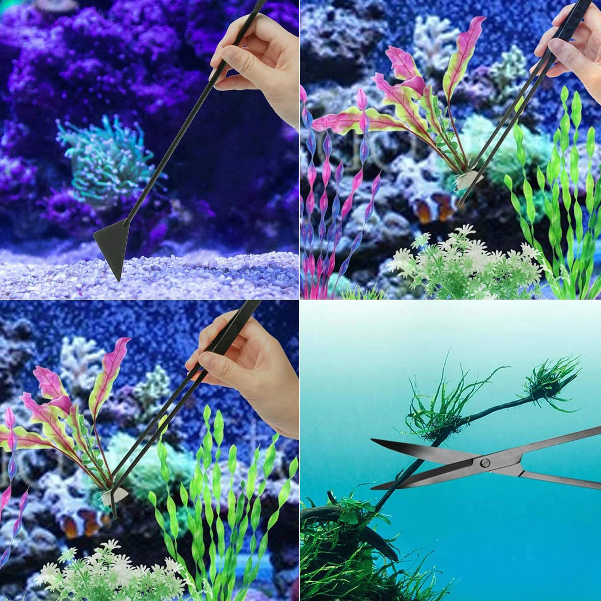 Cayway 7 Pz Strumenti Acquario Piante Acquario Attrezzi Set di Attrezzi Per Acquario Acquario in Acciaio Inossidabile, Acciaio Inossidabile Forcipe, Forbici, Pala per La Pulizia Dell'Acquario