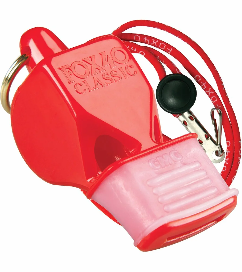 Fox 40 Classic CMG 3-Chamber Pealess Whistle w/Lanyard, Red