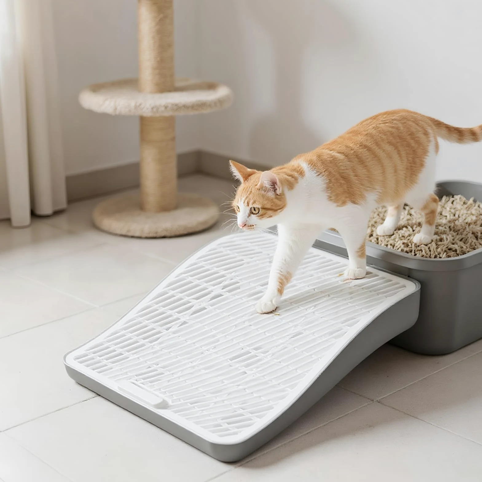 Rampa Per Lettiera Per Gatti | Scale Lavabili Per Per La Raccolta | Dei Rifiuti - Gradino Cattura Lettiera - Per Gatti Piccoli Grandi Anziani Divano Appartamento Balcone Terrazzo