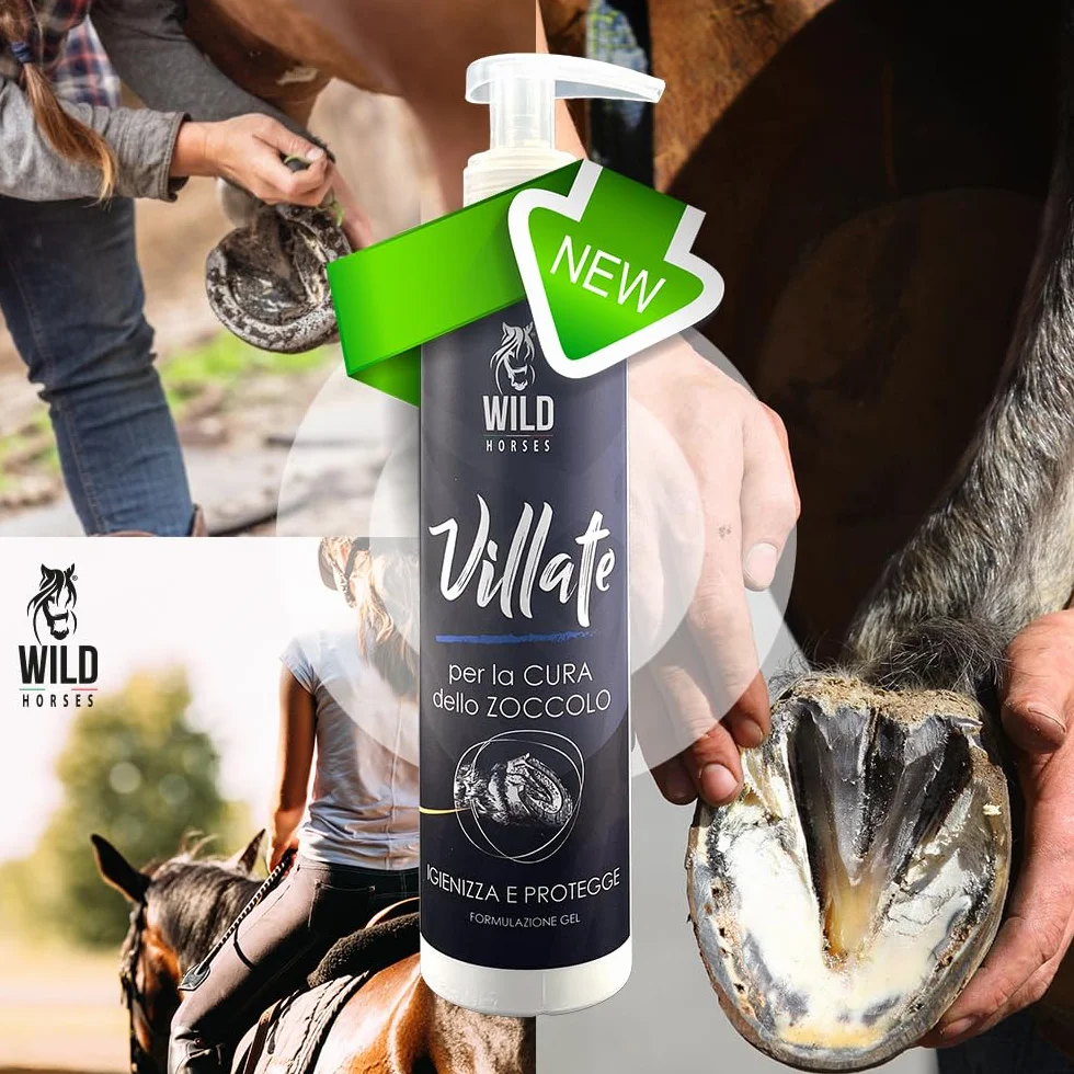 Wild Horses | Villate Gel, Lozione Detergente ed Igenizzante per la Pulizia e la Protezione del Fettone, Prodotto Pulente e Protettivo, Rimuove Impurità dallo Zoccolo, 250ml