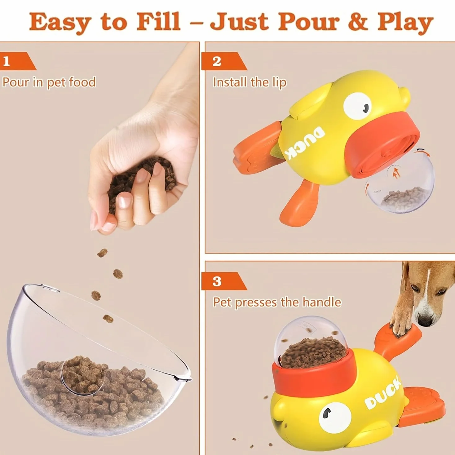 Giochi Di Intelligenza Cane, Dispenser Cibo Gatti, Giocattolo Interattivo a Forma di Anatra, Giocattolo Interattivo 2 In 1 per Cani e Mangiatoia Lenta, Dispenser per Cani d'Anatra