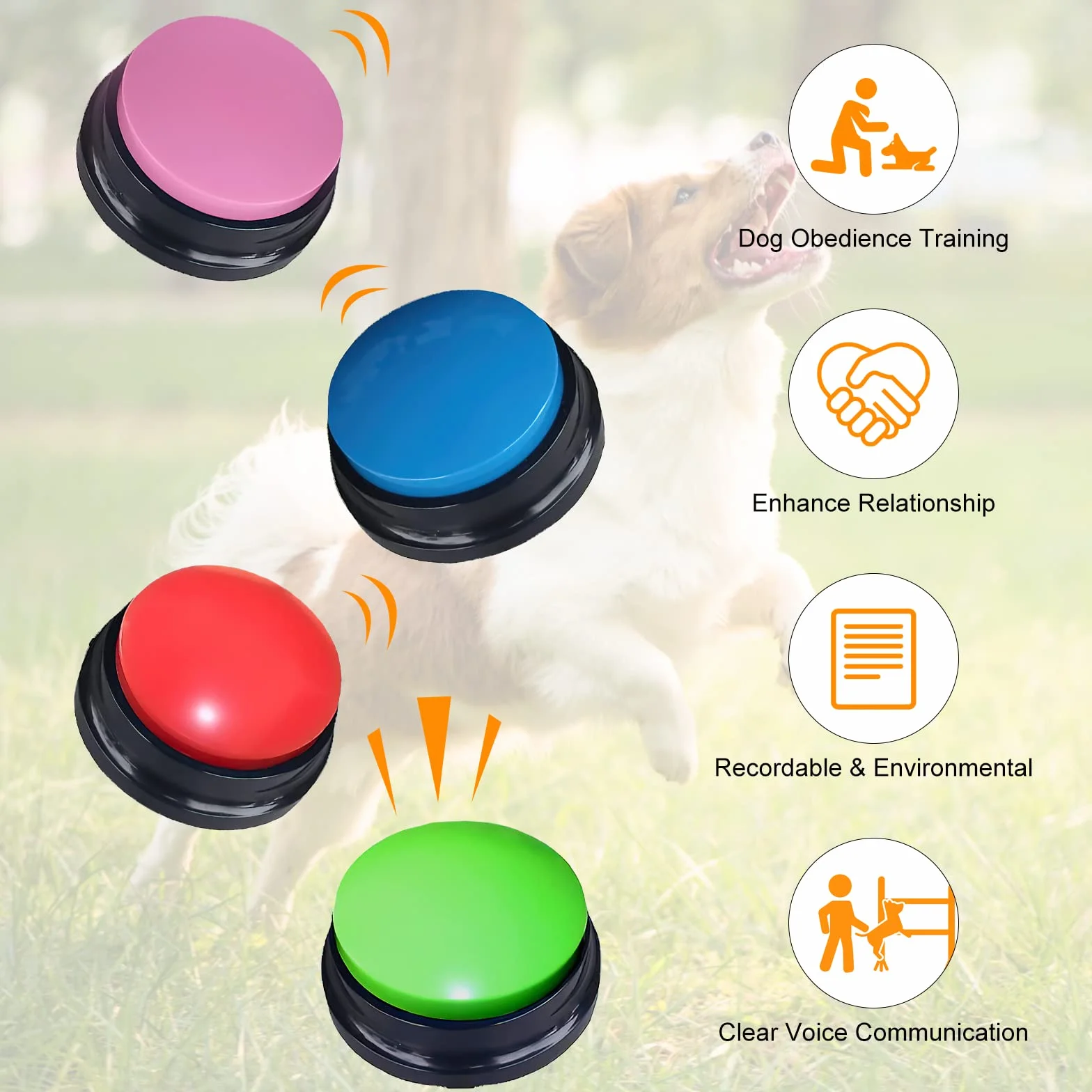 TNSLAND Pulsanti per Cani Parlanti e Allenamento - Giochi Interattivi, Buzzer Button - Confezione da 4