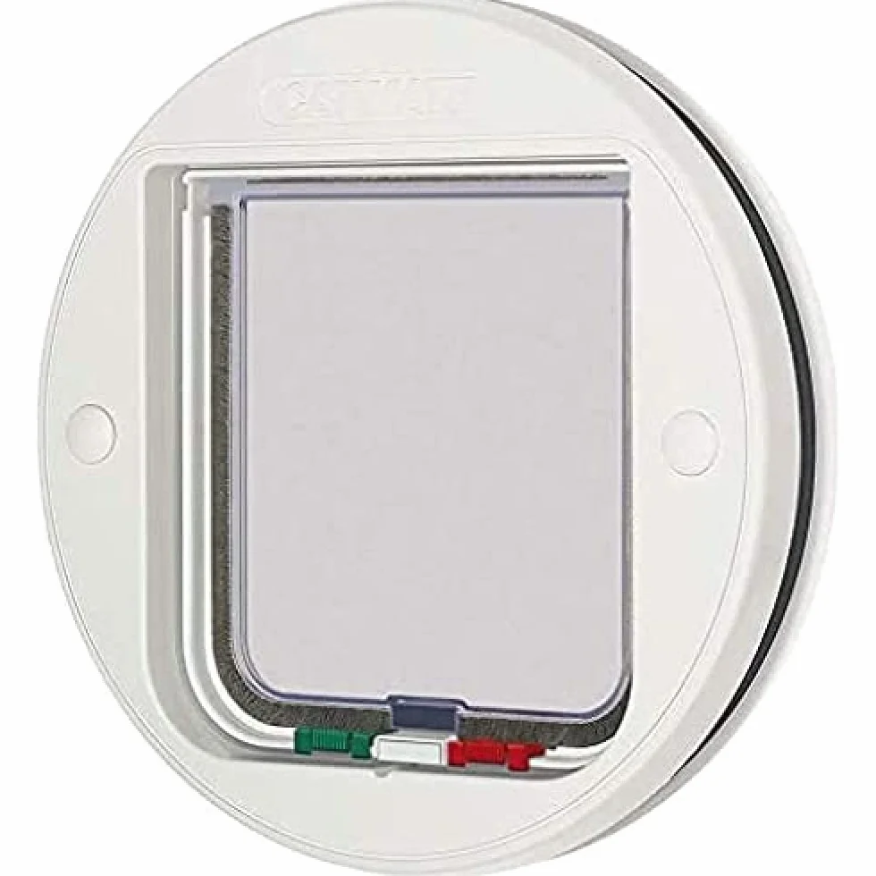 Cat Mate Gattaiola con Blocco a 4 Vie per Vetro (210) – Porta Sicura e Bloccabile per Gatti di Taglia Piccola e Media, per Vetro, PVC e Legno, Bianca