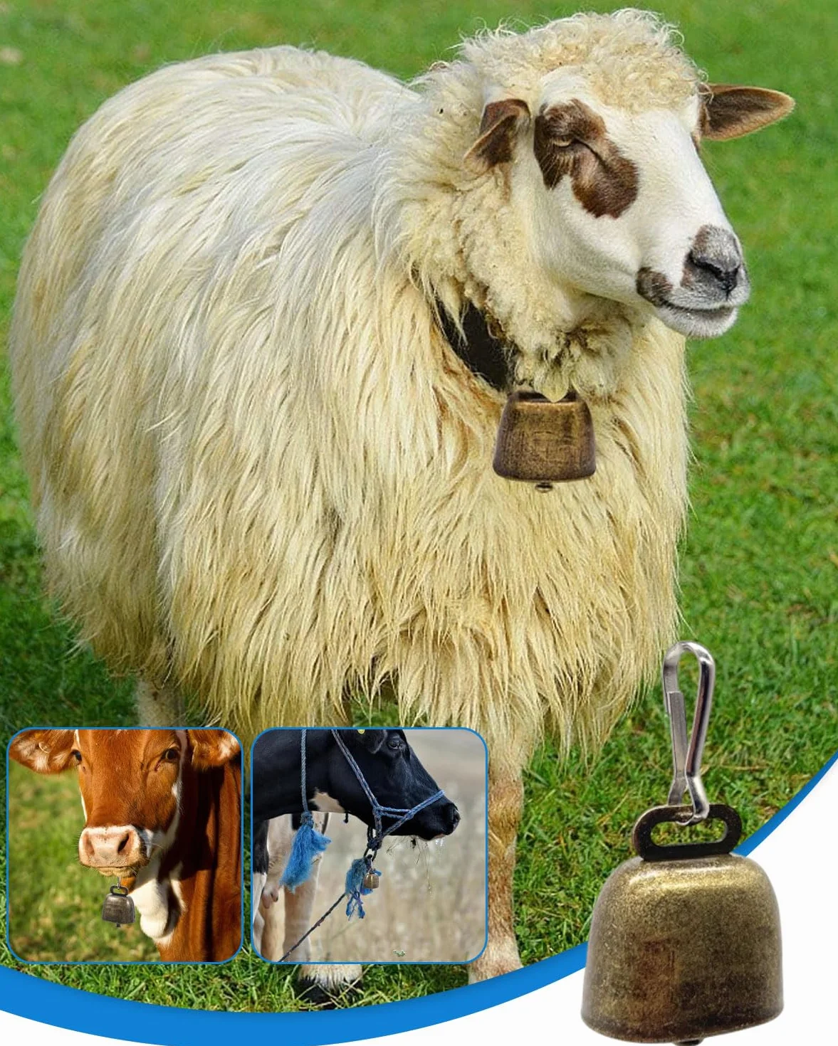 BARRU 5 pcs campane in rame per cani e gatti, per animali domestici, mucca, cavallo, pecora, pascolo, piccole campane in ottone, campane anti-smarrimento, campane per animali - bronzo