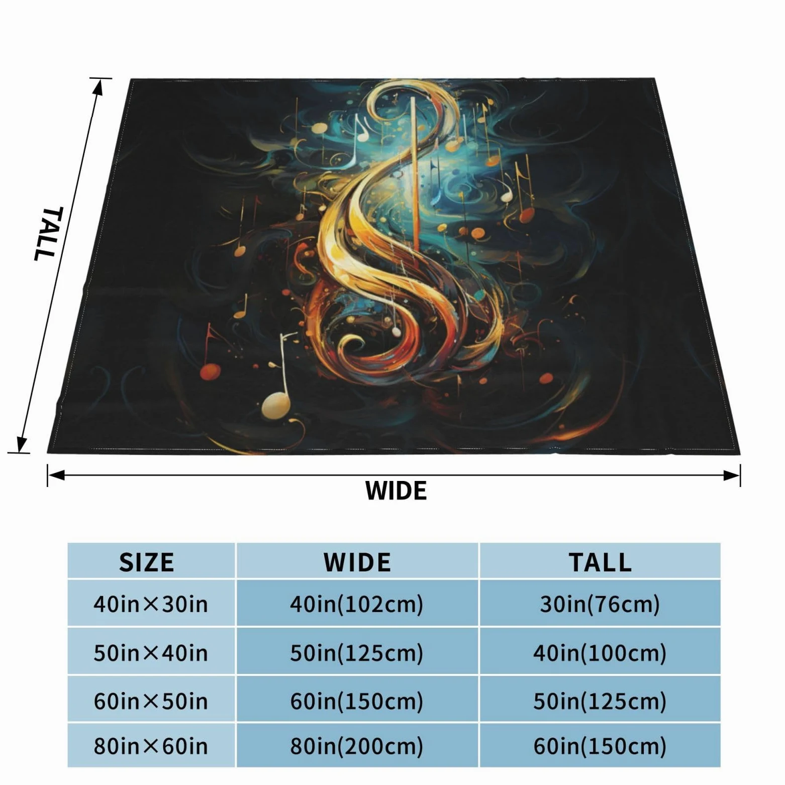 Coperta decorativa morbida e calda in flanella per bambini, cane, gatto, 127 x 152 cm, stampa con simboli musicali