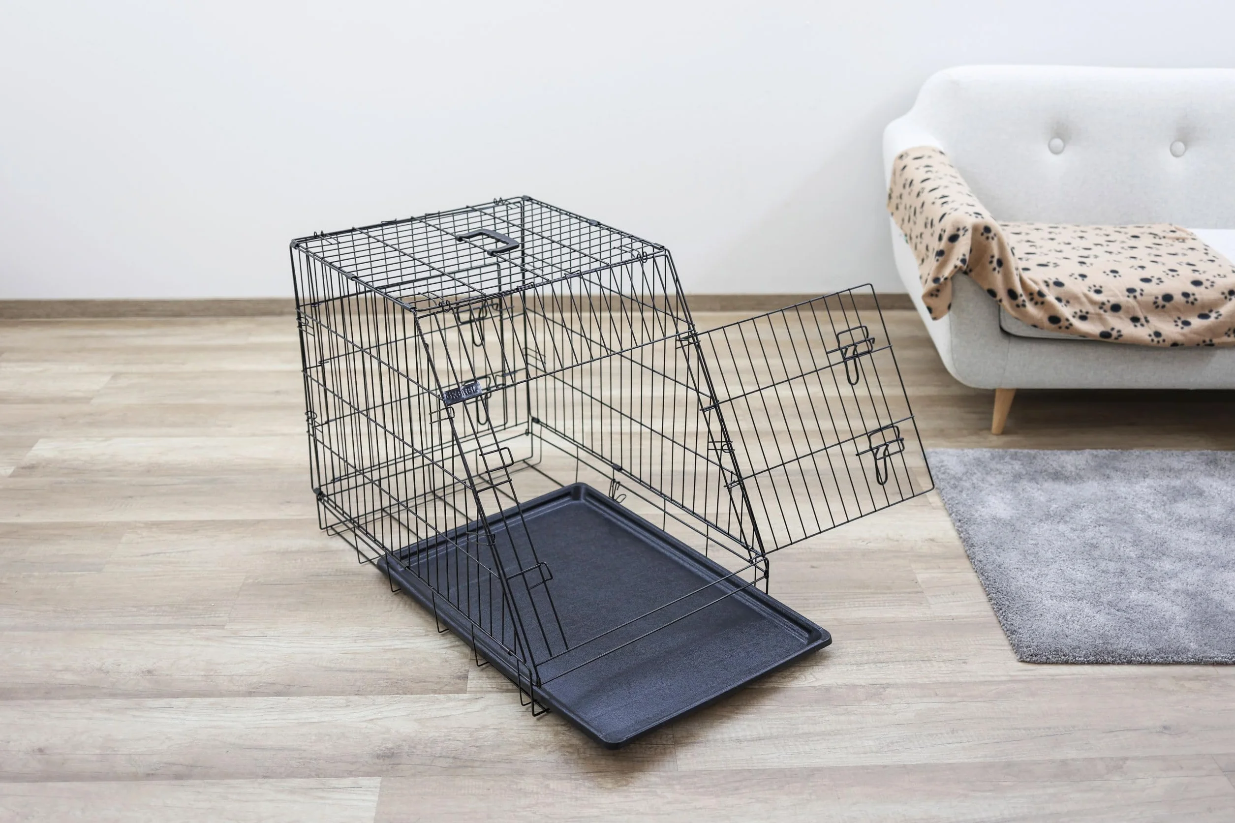 Kerbl Pet Scatola di trasporto in rete metallica, trasportino per cani, nero, 75x52x61 cm, pieghevole, metallo, cani, con due porte, per viaggio o casa