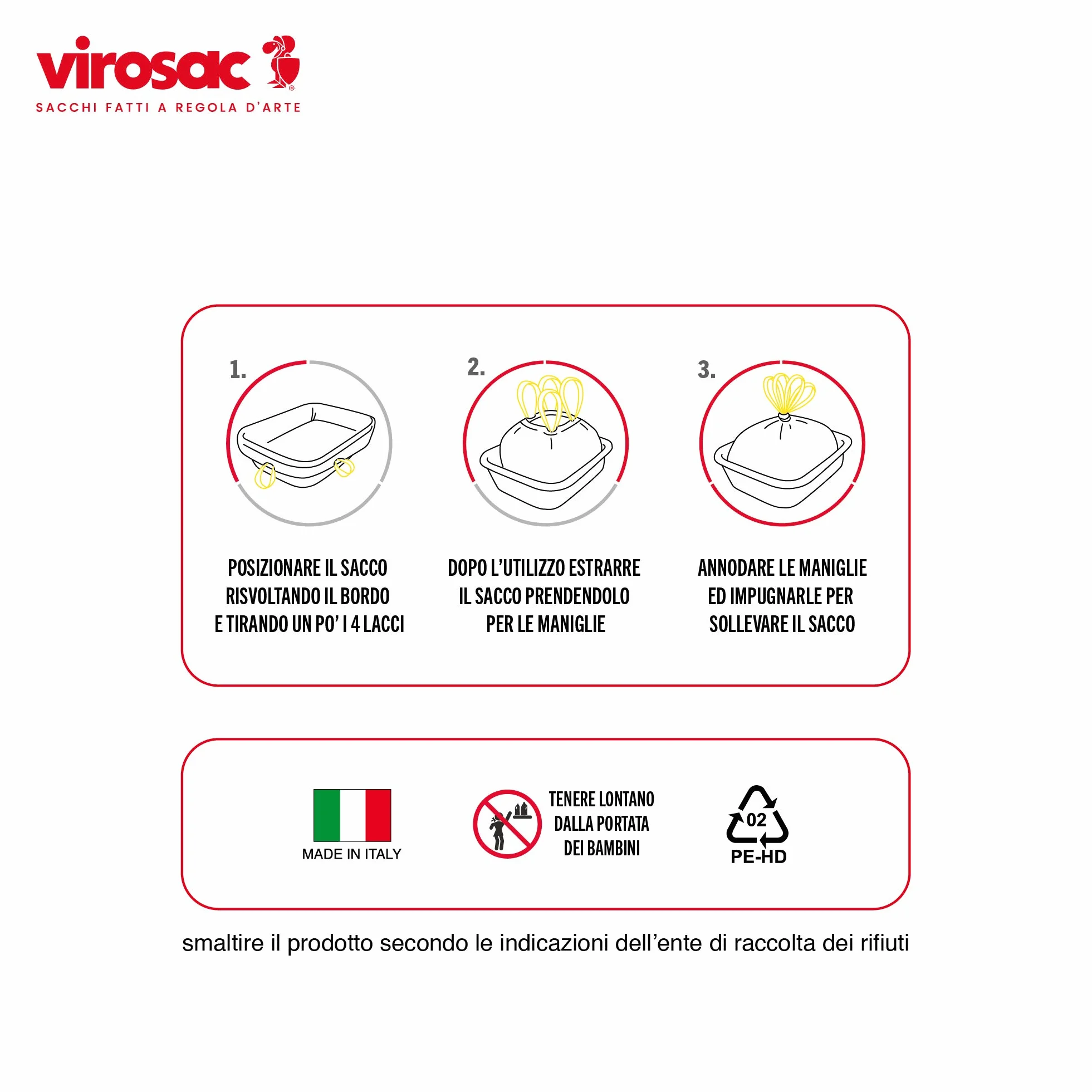 Virosac - Petsac - Sacchi 84x35 resistenti e antigoccia, ideali per lettiere dei gatti, dotati di 4 Pratiche Maniglie Estraibili, 10 sacchetti per rotolo, verde