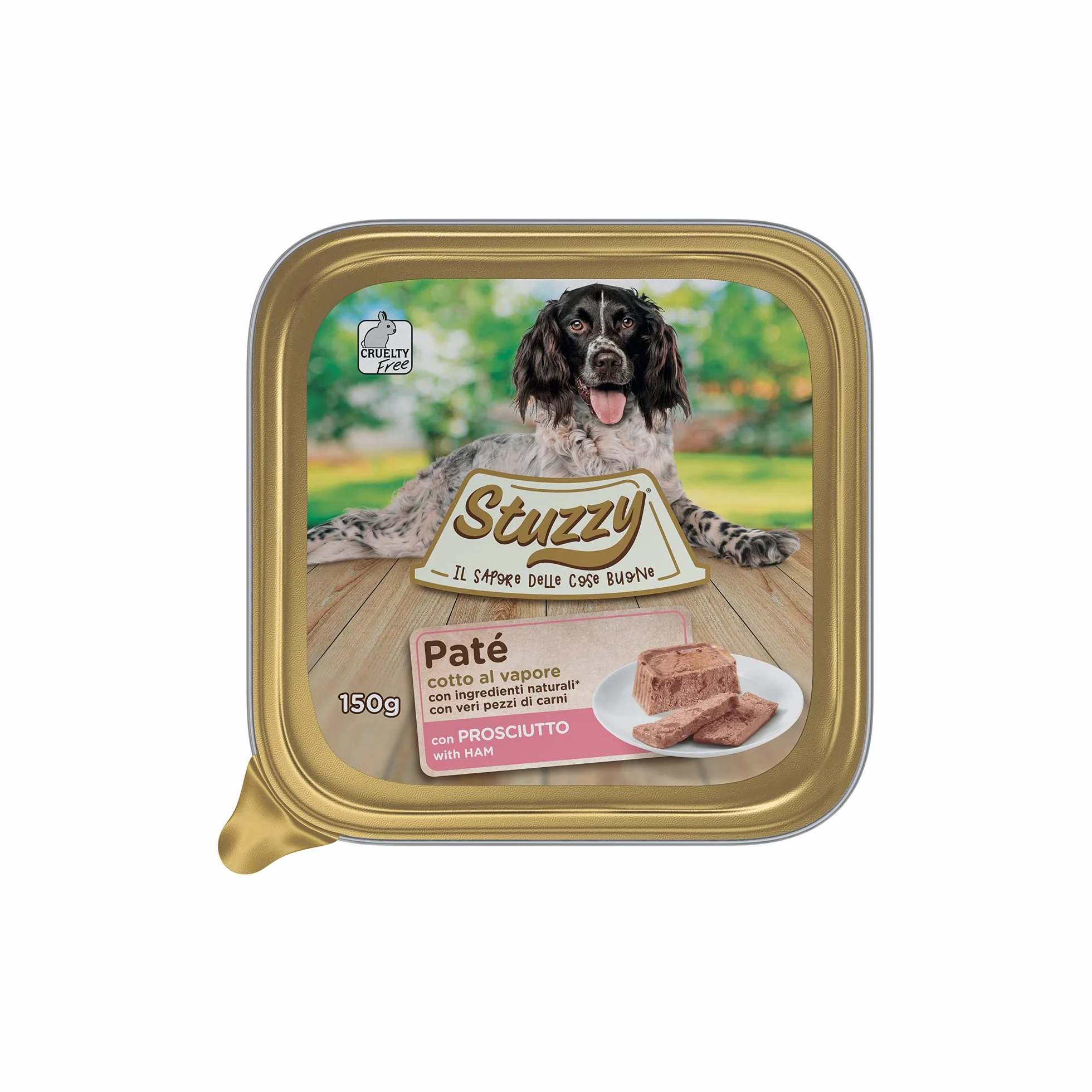 Stuzzy Cibo Umido per Cani Adulti al Gusto Prosciutto Paté e Carni in Pezzi 3,3kg (22 Vaschette 150g)