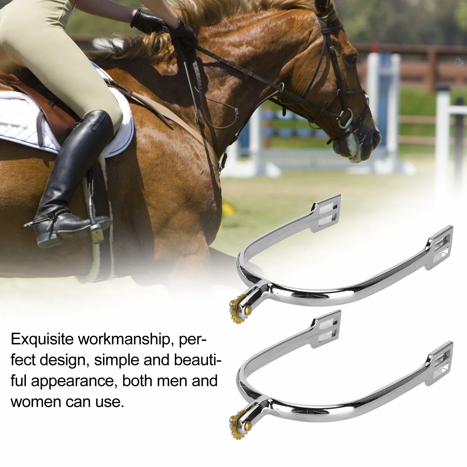 Speroni per cavalli, sperone inglese da equitazione in lega di zinco stile inglese per competizioni equestri fattoria ranch Diametro interno 2,8 pollici