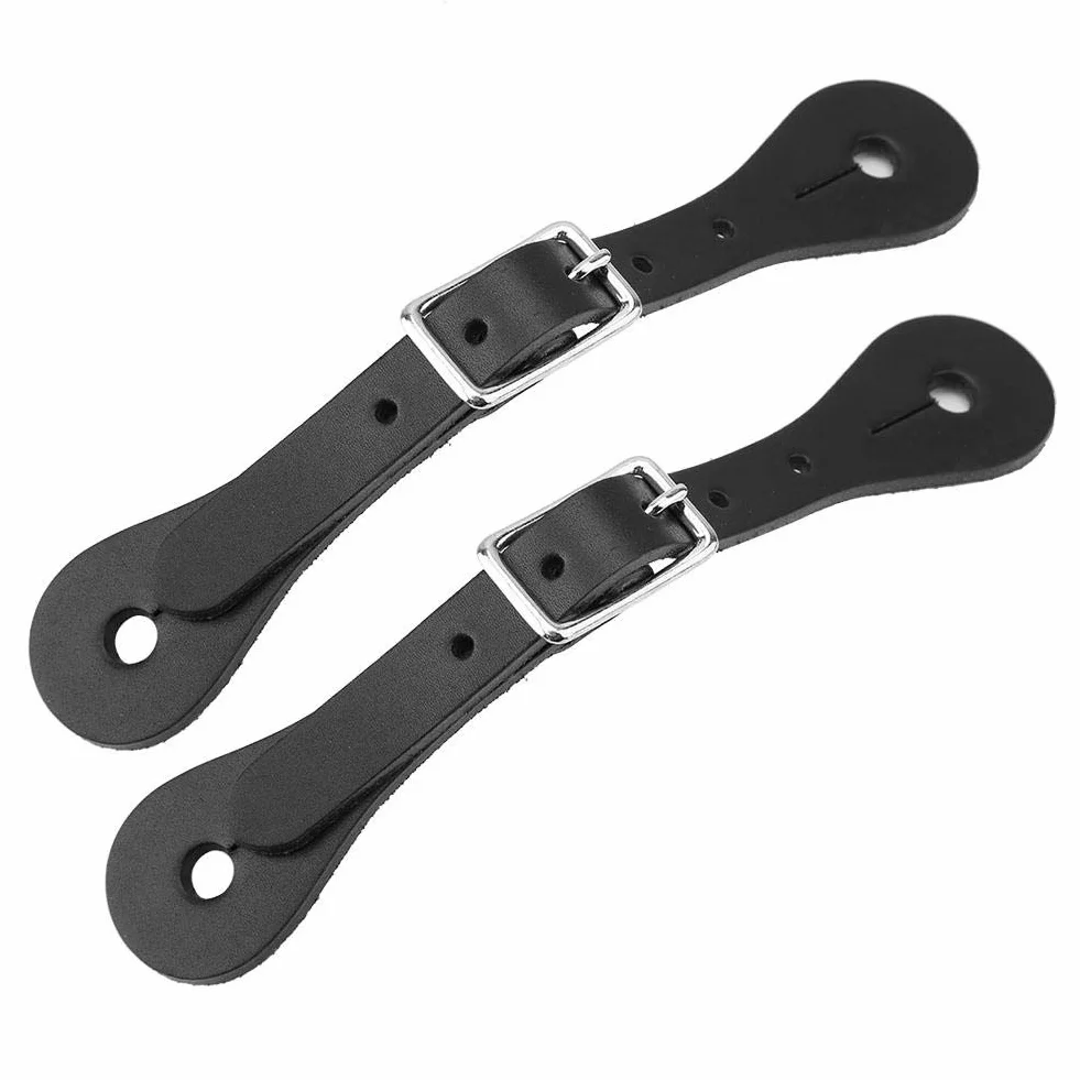 Zerodis Cinturino per sperone, 1 Paio di Stivali da Cowboy con Cinturino equestre in Pelle Fatti a Mano(Nero)