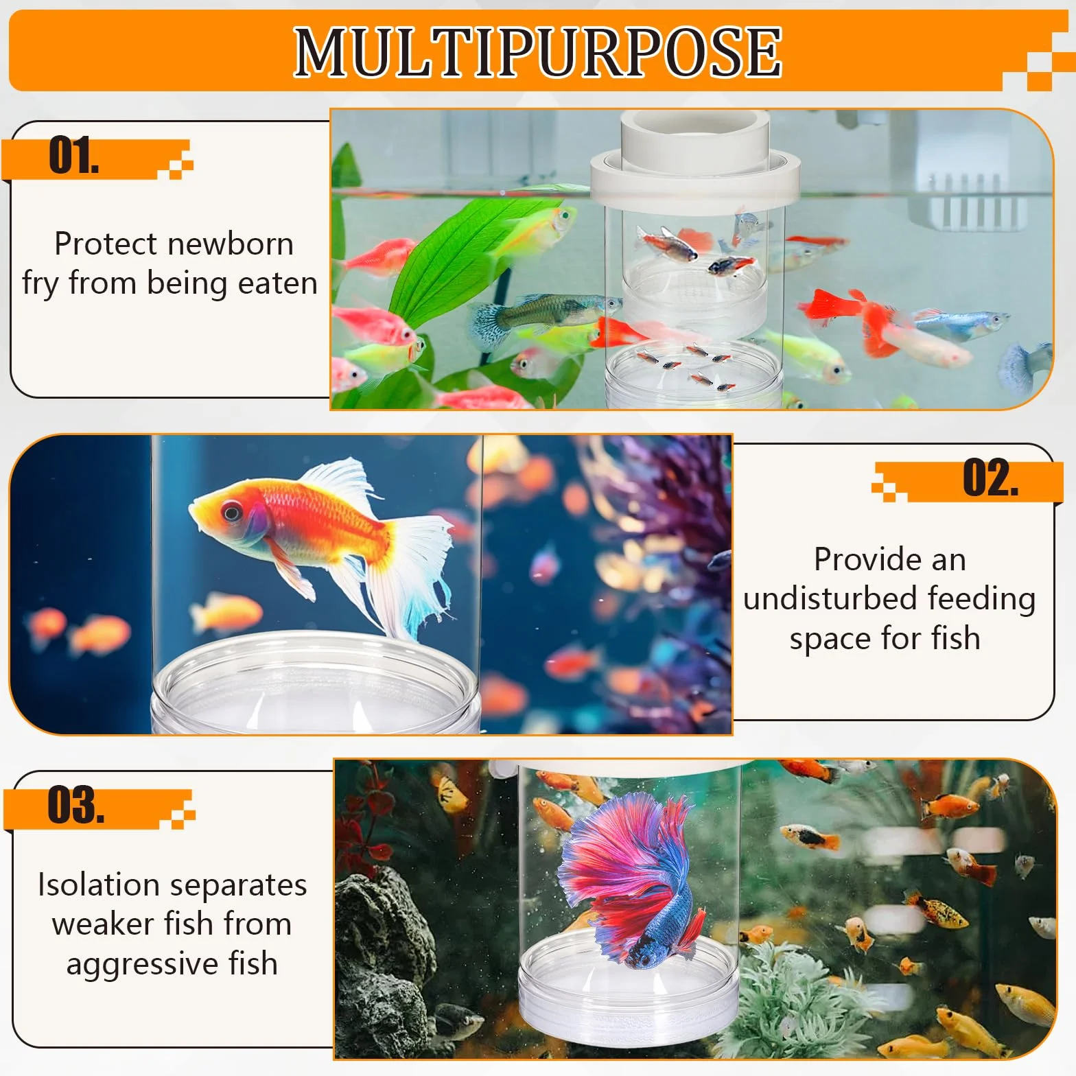 Scatola di allevamento per acquario, scatola di allevamento in plastica galleggiante per acquario separatore di pesci per acquario trasparente incubatrice di isolamento per gamberetti Betta Clownfish