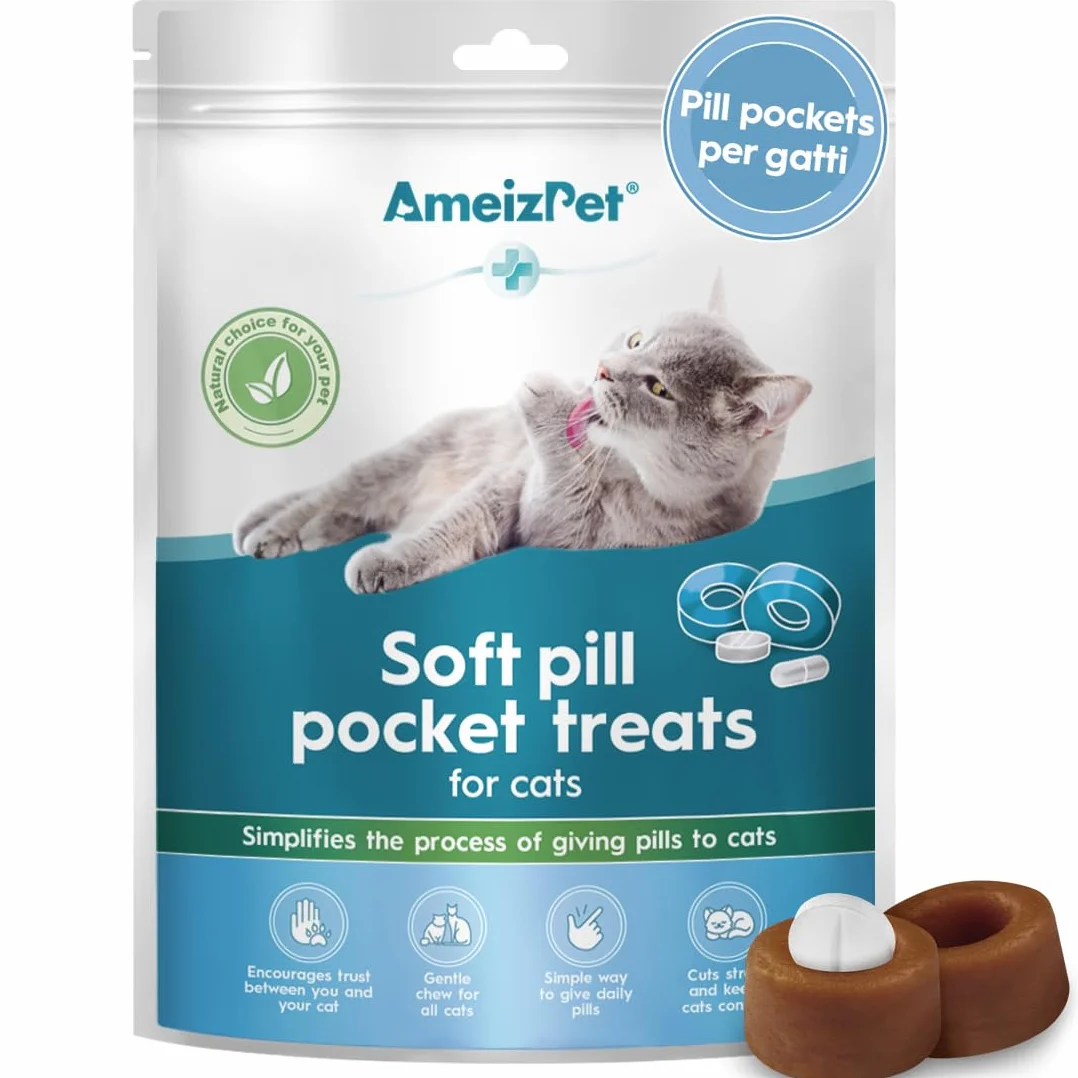 AmeizPet Tasche per Compresse per Gatti, Snack Morbidi 50 g