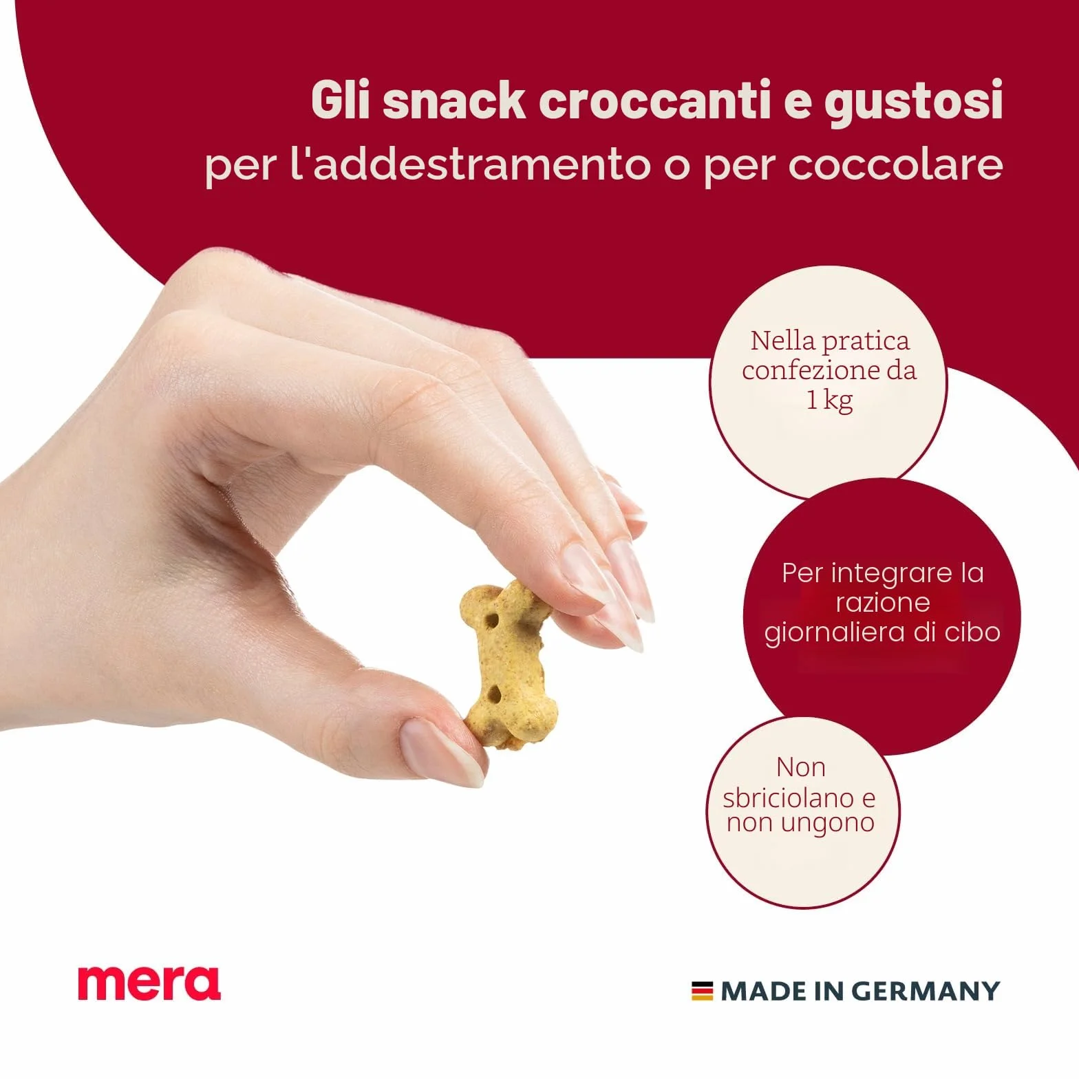 MERA Bakery Puppy Mix di ossa (1 kg), snack per cani per allenamento o come spuntino, dolcetti per cani realizzati con ingredienti naturali, biscotti per cani al forno delicatamente