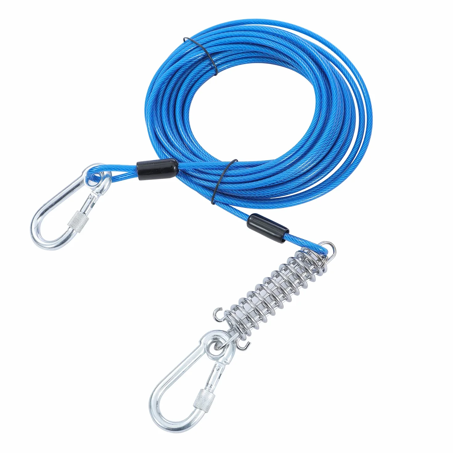 TOPWAY Cavo per Cani 10m Guinzaglio da Cortile per Cani e Picchetto Elicoidale a Terra da 42cm, per Esterni Cortile Campeggio Parco Animali Domestici, Blu + Rossa