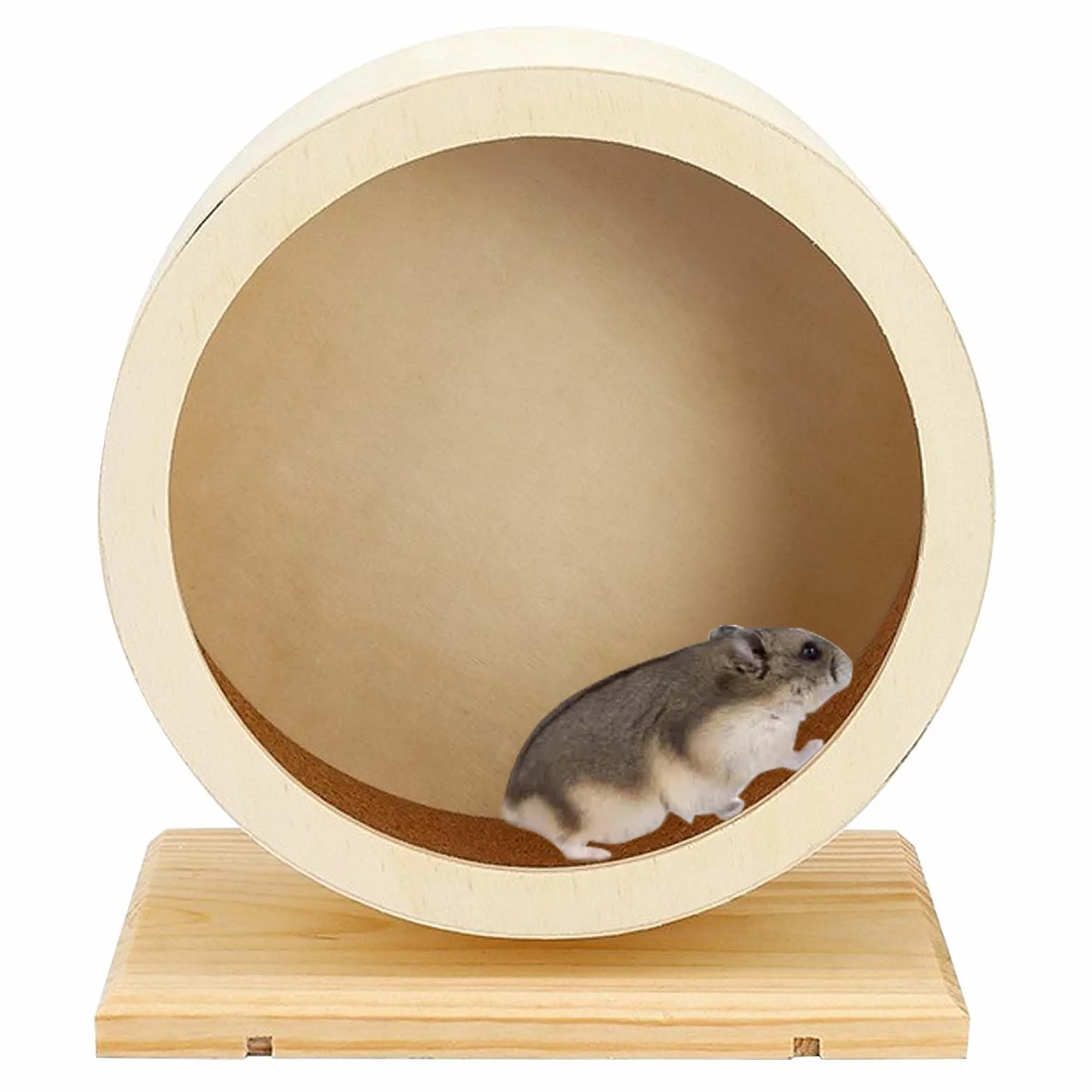 Ruota in legno per criceto, diametro 15 cm, con superficie di rotolamento chiusa in sughero, movimento silenzioso, ruota in sughero per piccoli animali domestici