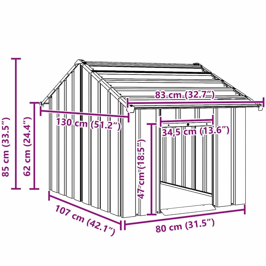 Gabbia per Cani, Box per Cani da Esterno, Box per Cani, Recinto per Cani, Gabbia Cani con Tetto 83x130x85cm Acciaio Zincato
