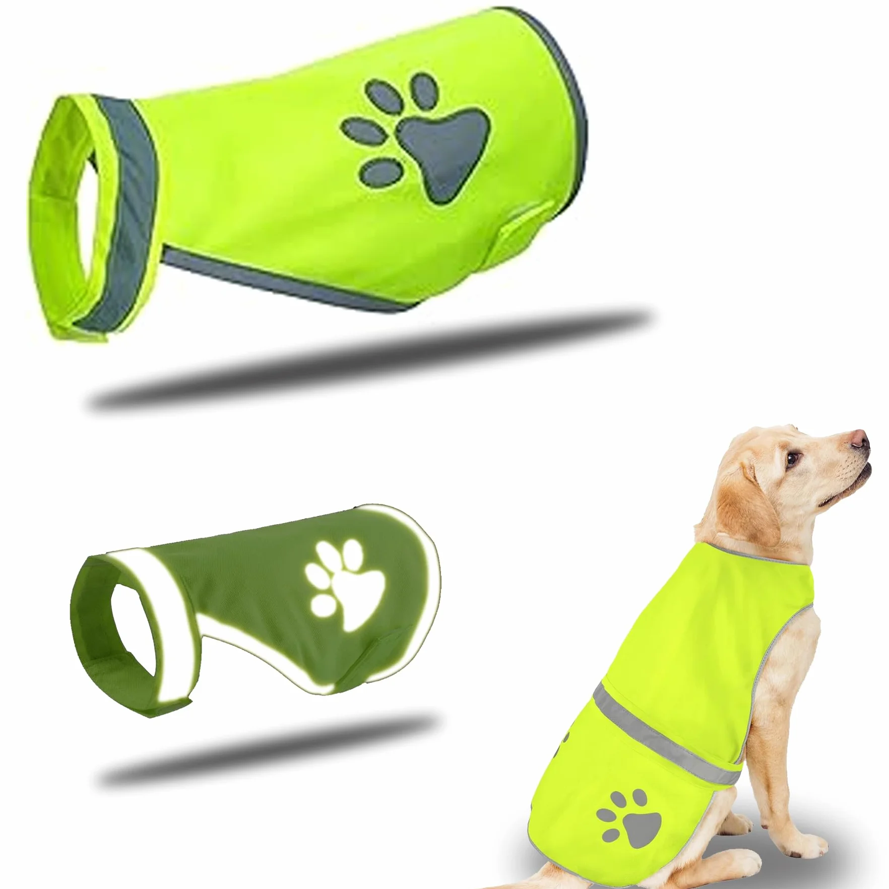 Cane Riflettente di Sicurezza Gilet, Salvagente Cane, Giacca Riflettente Ad Alta Visibilità, Gilet Alta Visibilità, Giubbotto Catarifrangente per Attività All' Aperto (Taglia M)