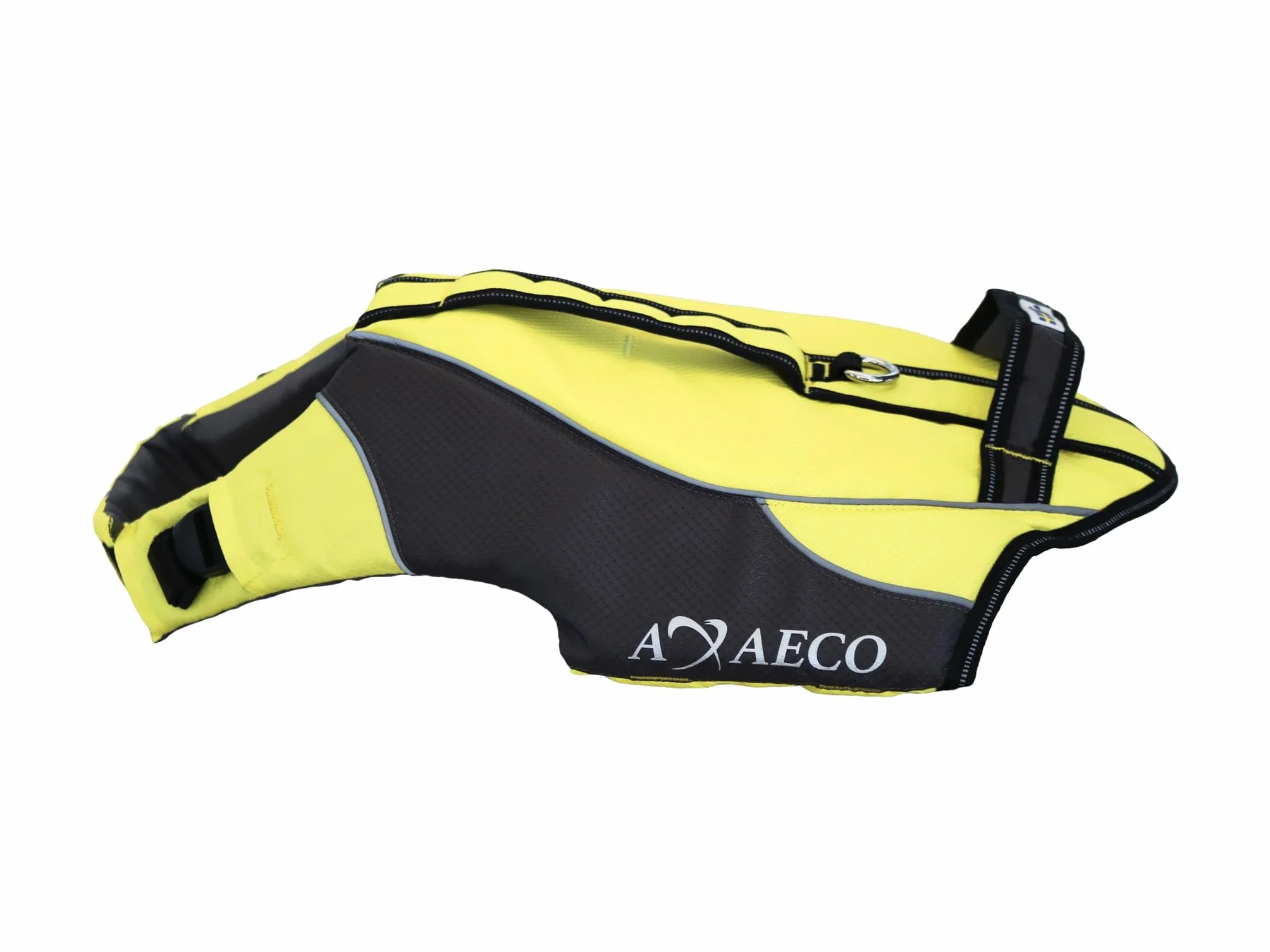 AQUA Giubbotto Salvagente per Cani S Giallo Grigio Scuro Poliestere Rip-Stop Idrorepellente