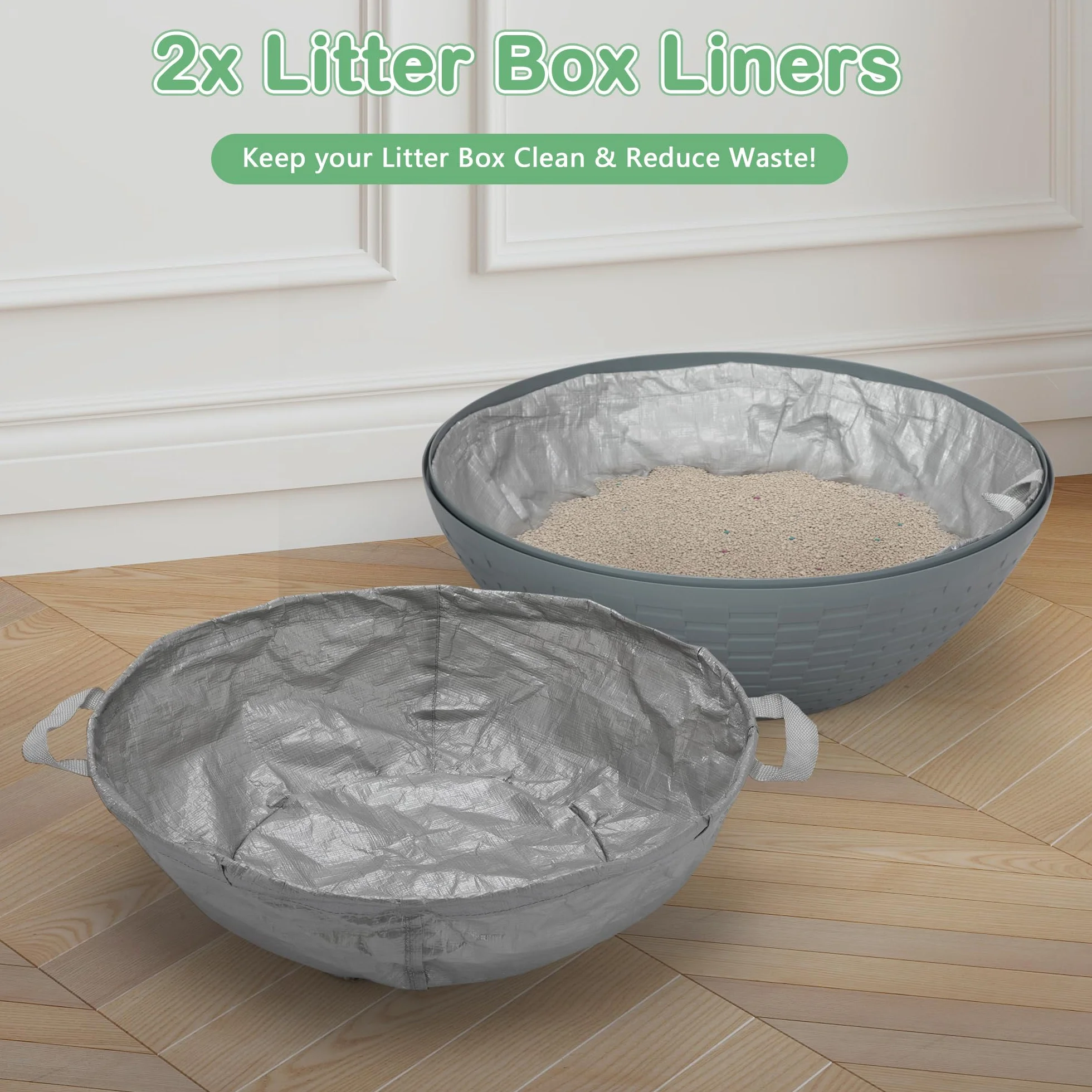 Lettiera multifunzione con coperchio – Con pratiche suole in plastica, adatta per la maggior parte dei gatti, la scelta ideale per appartamenti e uffici, grigio