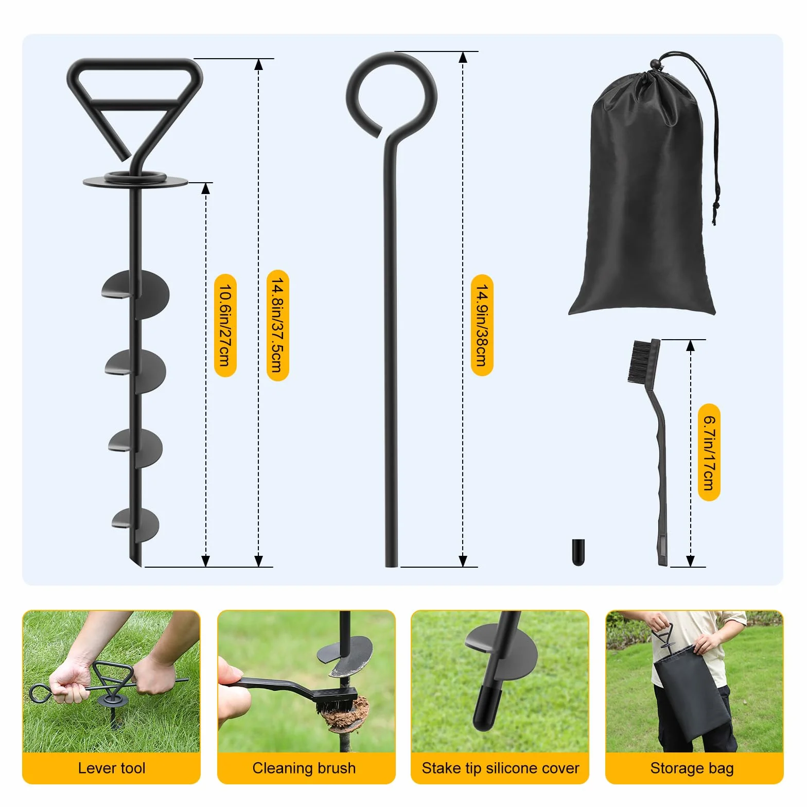 Picchetto per Cani Resistenti, Paletto per Cani Rotante a 360°, Ancoraggio a Terra per Cani, Picchetto a Spirale per Guinzaglio del Cane, Picchetti per Cani per il Cortile, il Campeggio, Ecc