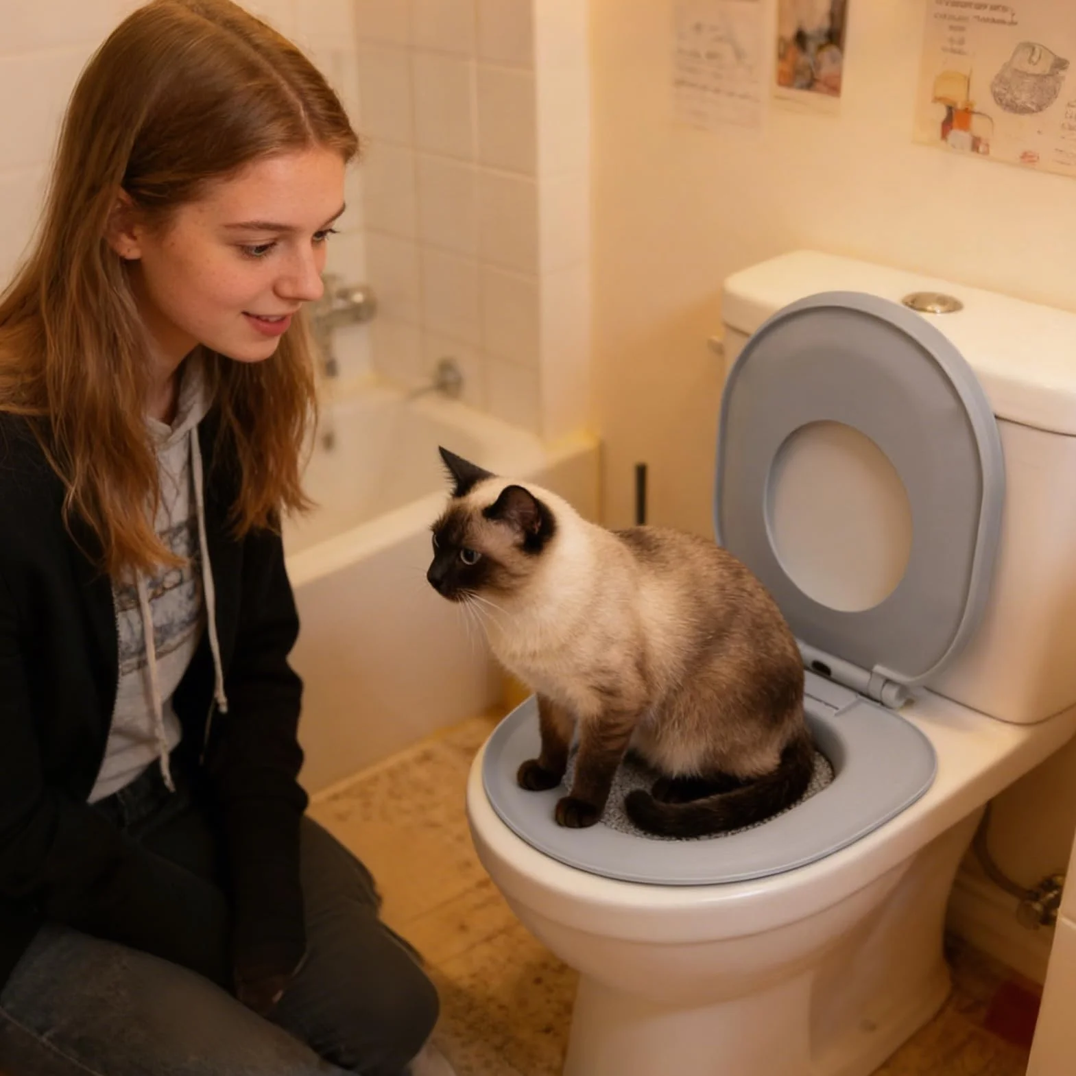 Generico Kit per l'Addestramento del Gatto al WC | rimovibile per urinaio - Kit addestramento sedile e vasino per WC gatto | Per Appartamento, Bagno, Seminterrato, Negozio di Animali, Interno e Casa