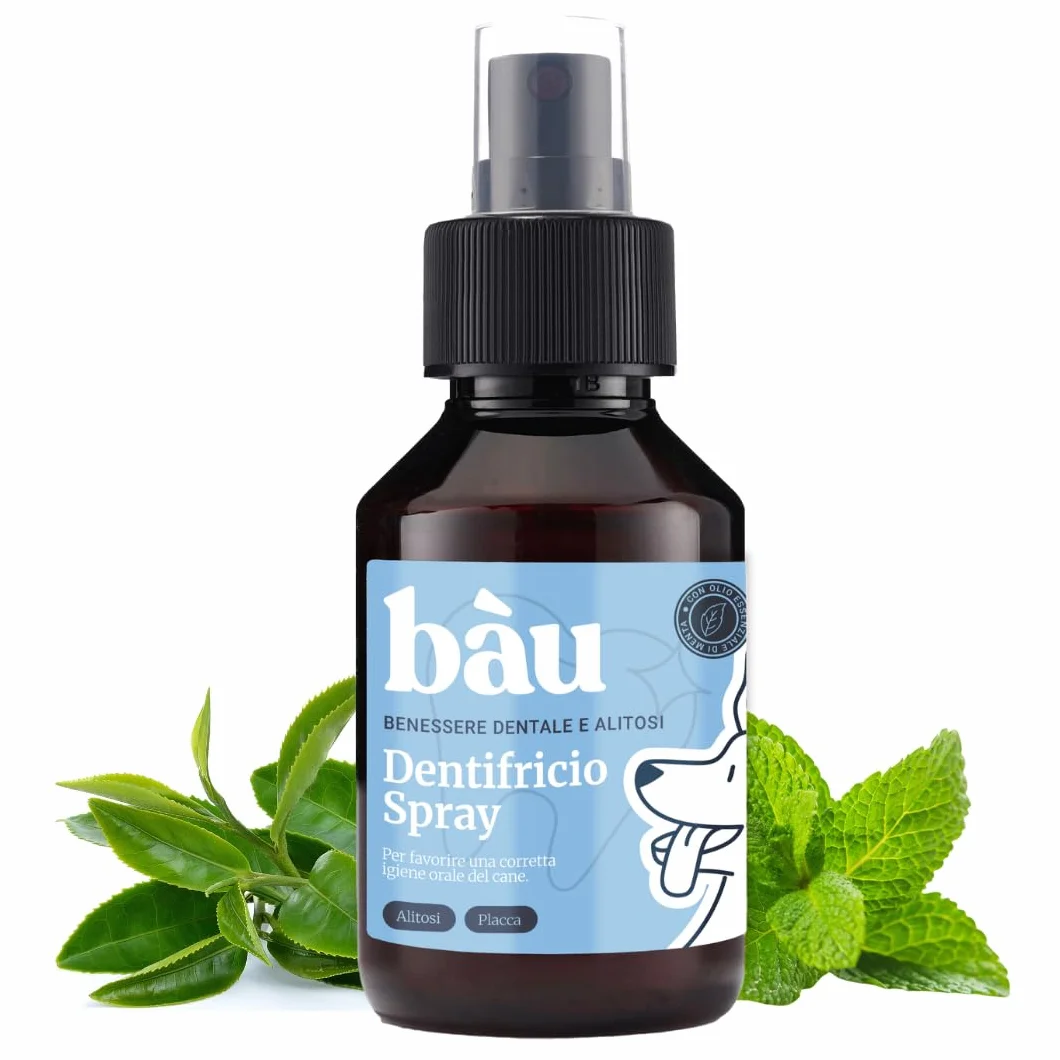 Dentifricio Spray per Cani, Pulizia Denti Profonda, Alito Fresco, Previene Tartaro, Menta e Tè Verde 100 ml