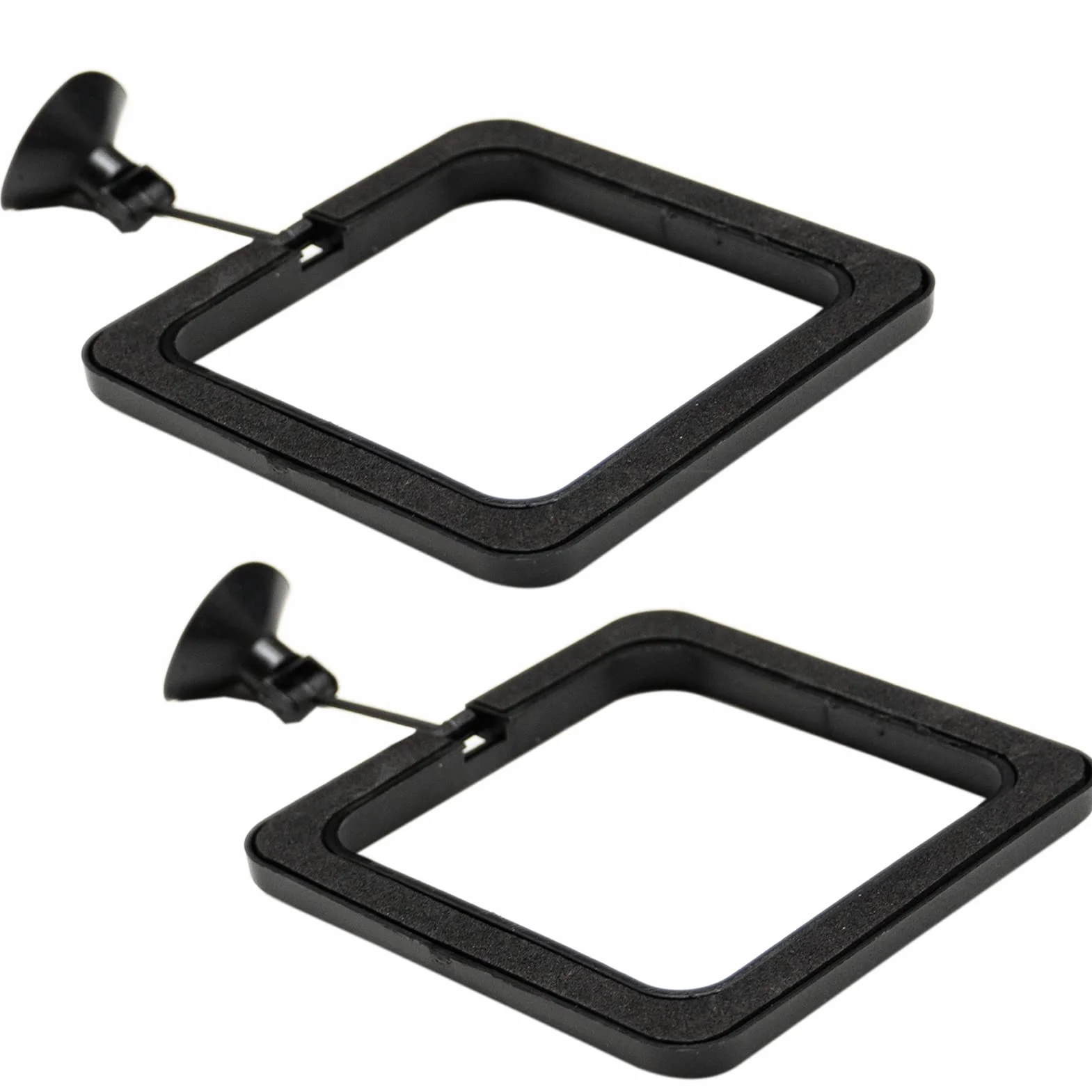 Mangiatoie quadrate nere per pesci d'acquario 10 cm con ventose