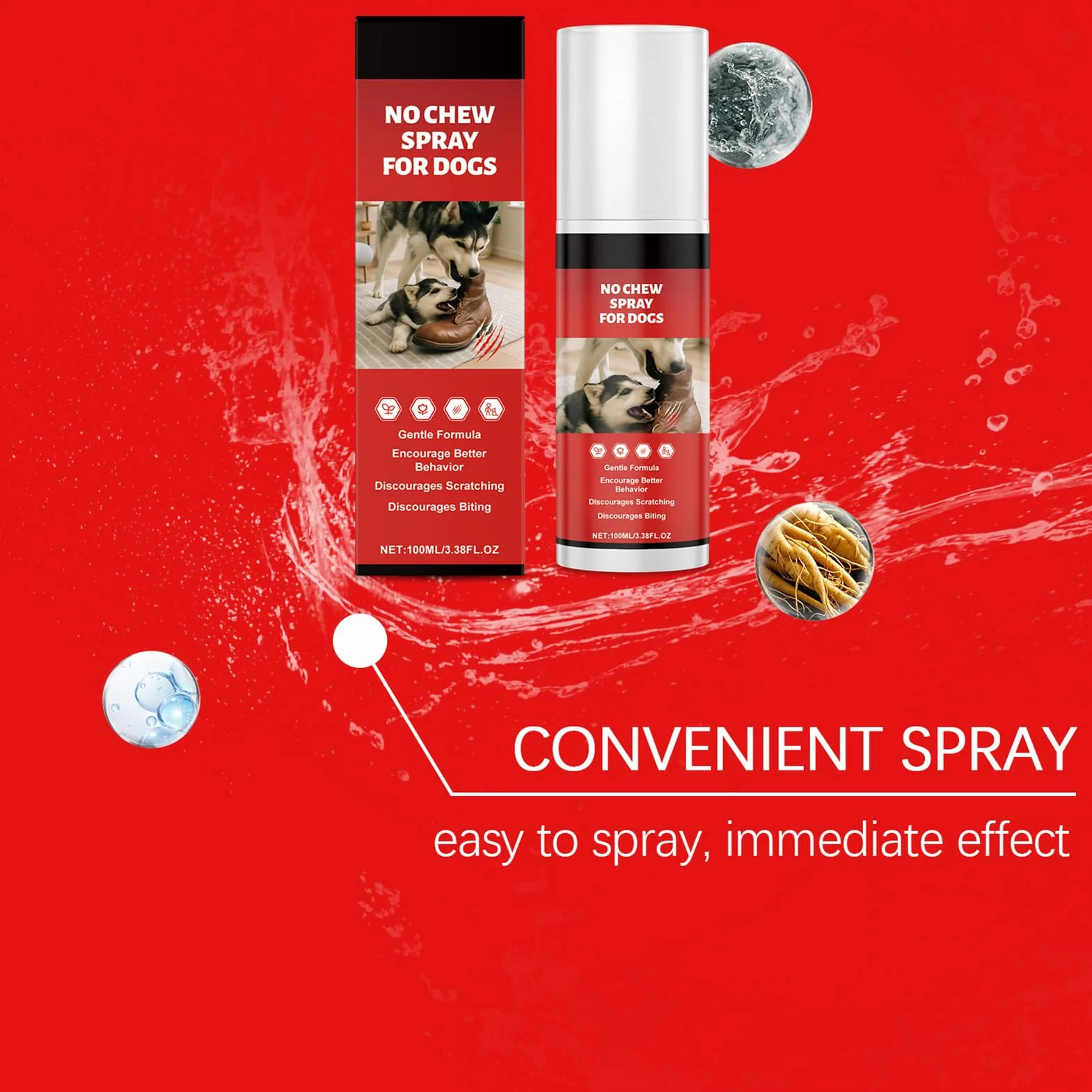 Generico Spray Anti Morso per Cani,100ml Spray Masticazione Immediato | Formula Delicata dal Sapore Amaro Naturale per Gatti e Coniglietti