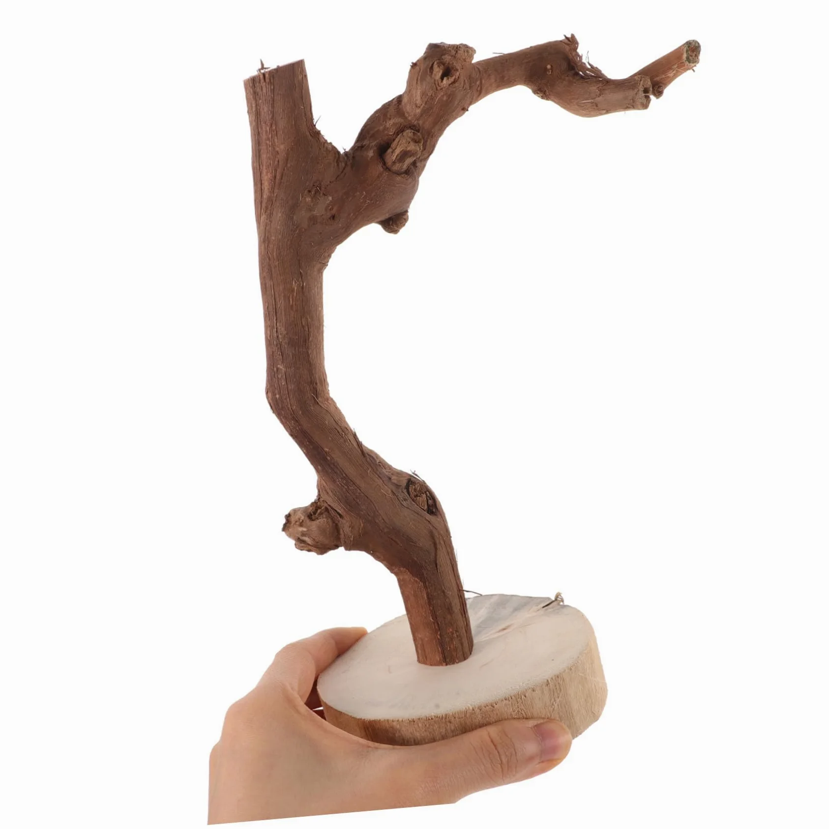 Posatoio per Pappagalli con Base, Supporto in Legno per Uccelli | Struttura Multifunzione, Presa Sicura Antiscivolo, per Interazione e Gioco Stile Casuale