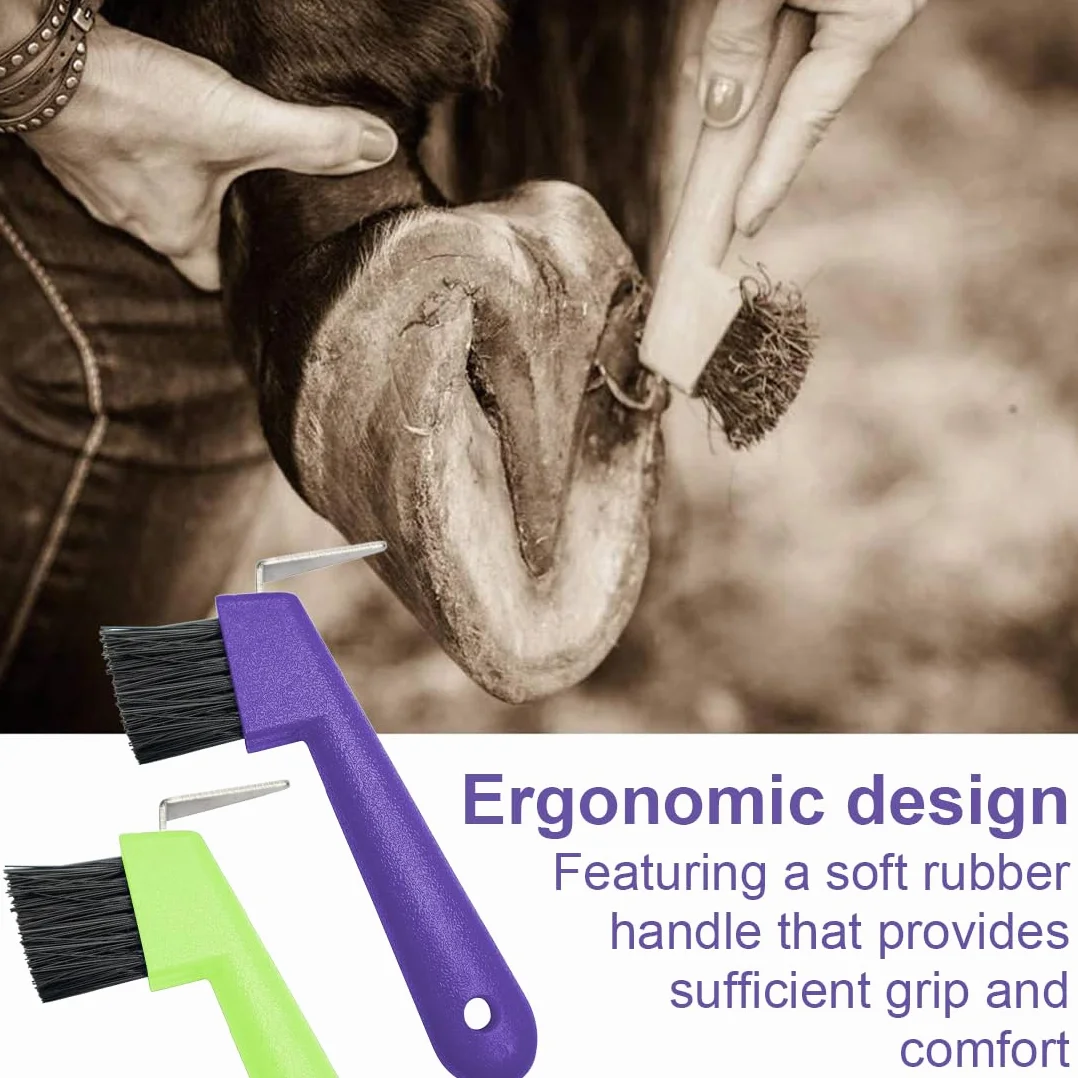 2 pcs Raschietto per zoccoli di cavalli, capre e asini, con spazzola estremamente stabile e impugnatura ergonomica, Colore casuale