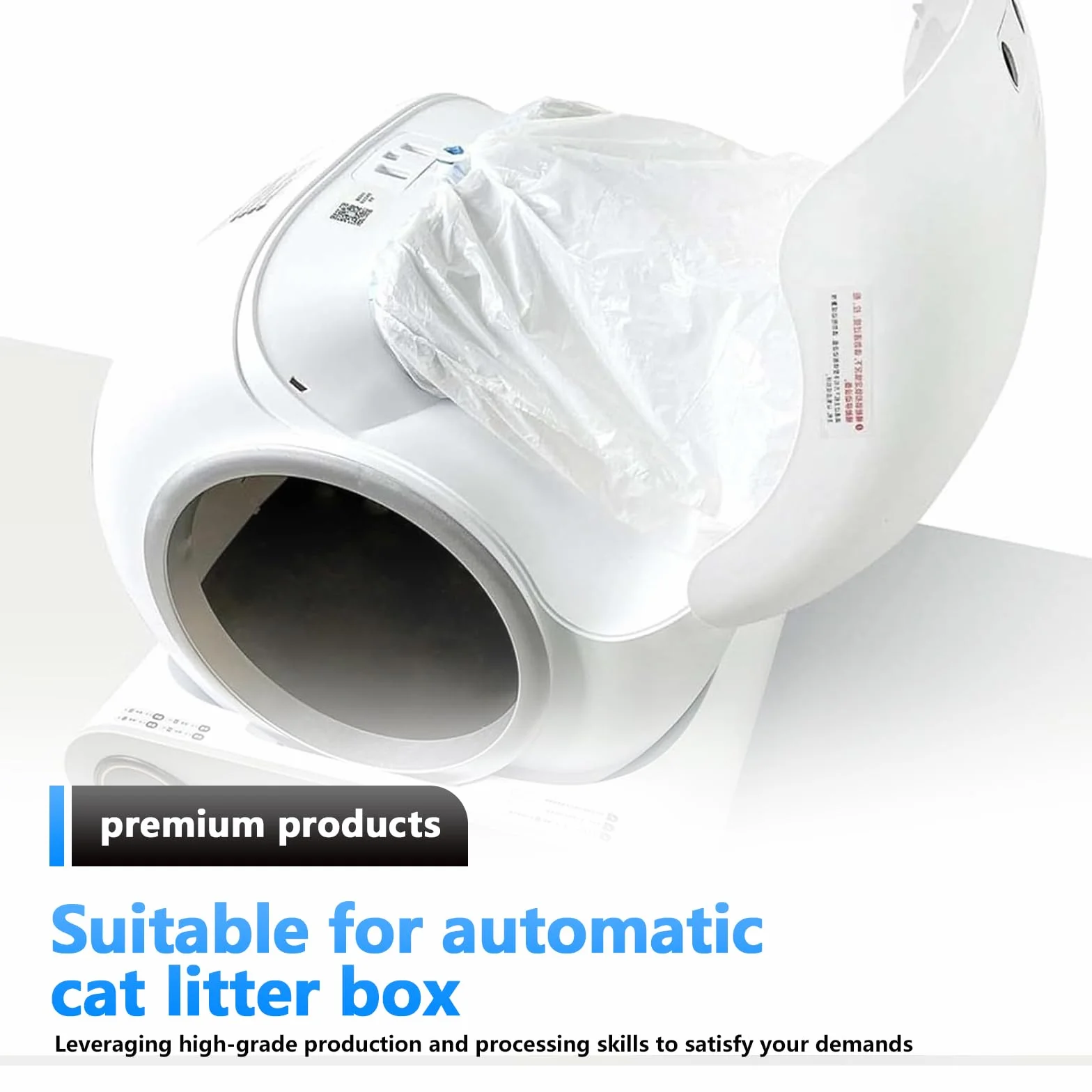 PORFOYO 160 sacchetti per lettiera per gatti, con laccetti, 50 x 40 cm, autopulenti, per lettiera elettrica autopulente