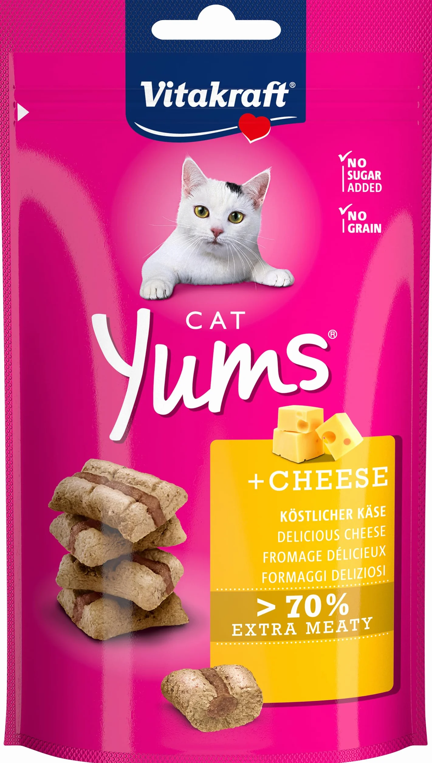 Vitakraft Cat Yums snack gatto morbido ripieno con formaggio senza zuccheri aggiunti 1x 40g