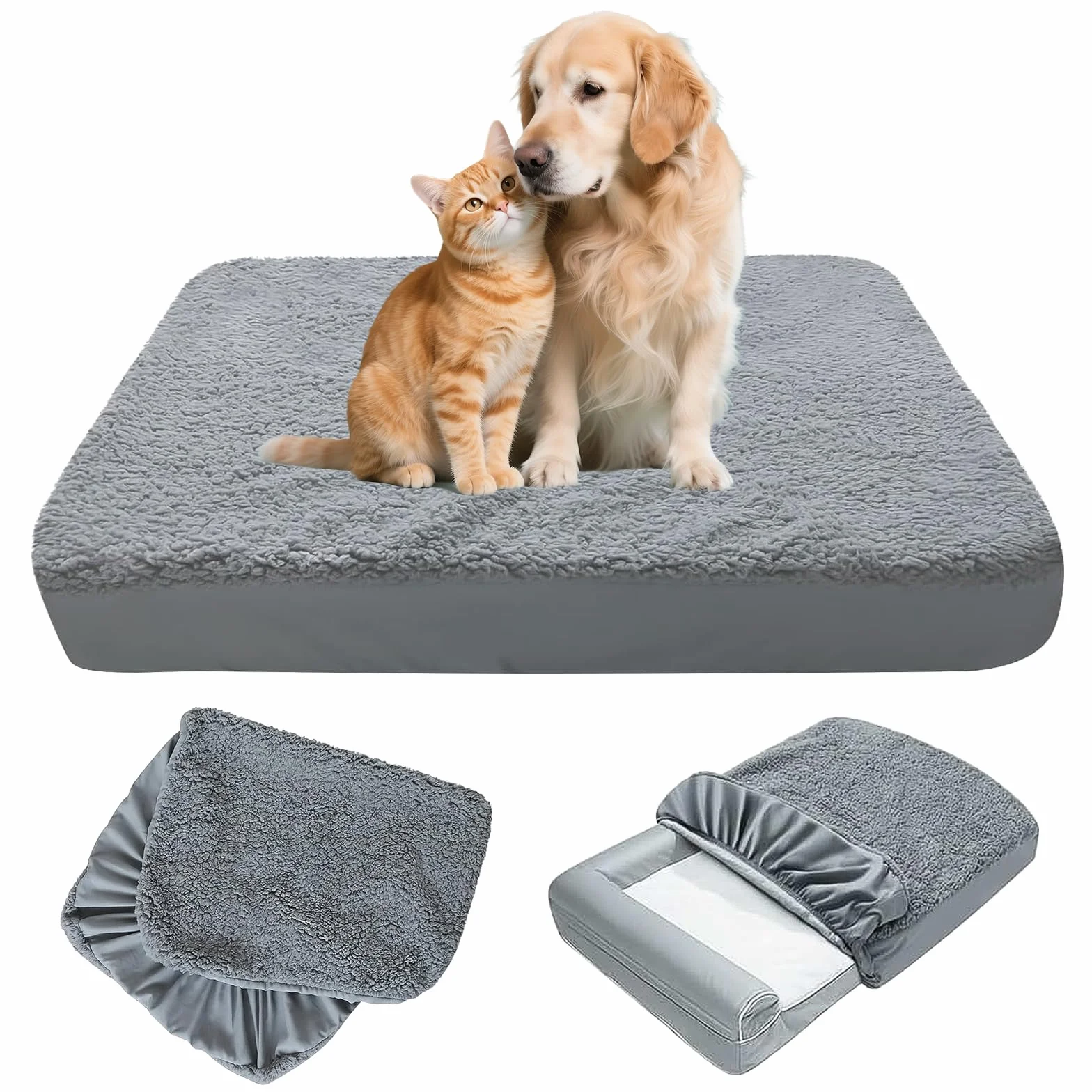 Rivestimento di ricambio per cuccia per cani, materasso di ricambio per cani, morbido rivestimento in peluche, 91 x 68 cm, ricambio per letto per cani, in spugna scamosciata, per casse dei cani, pad