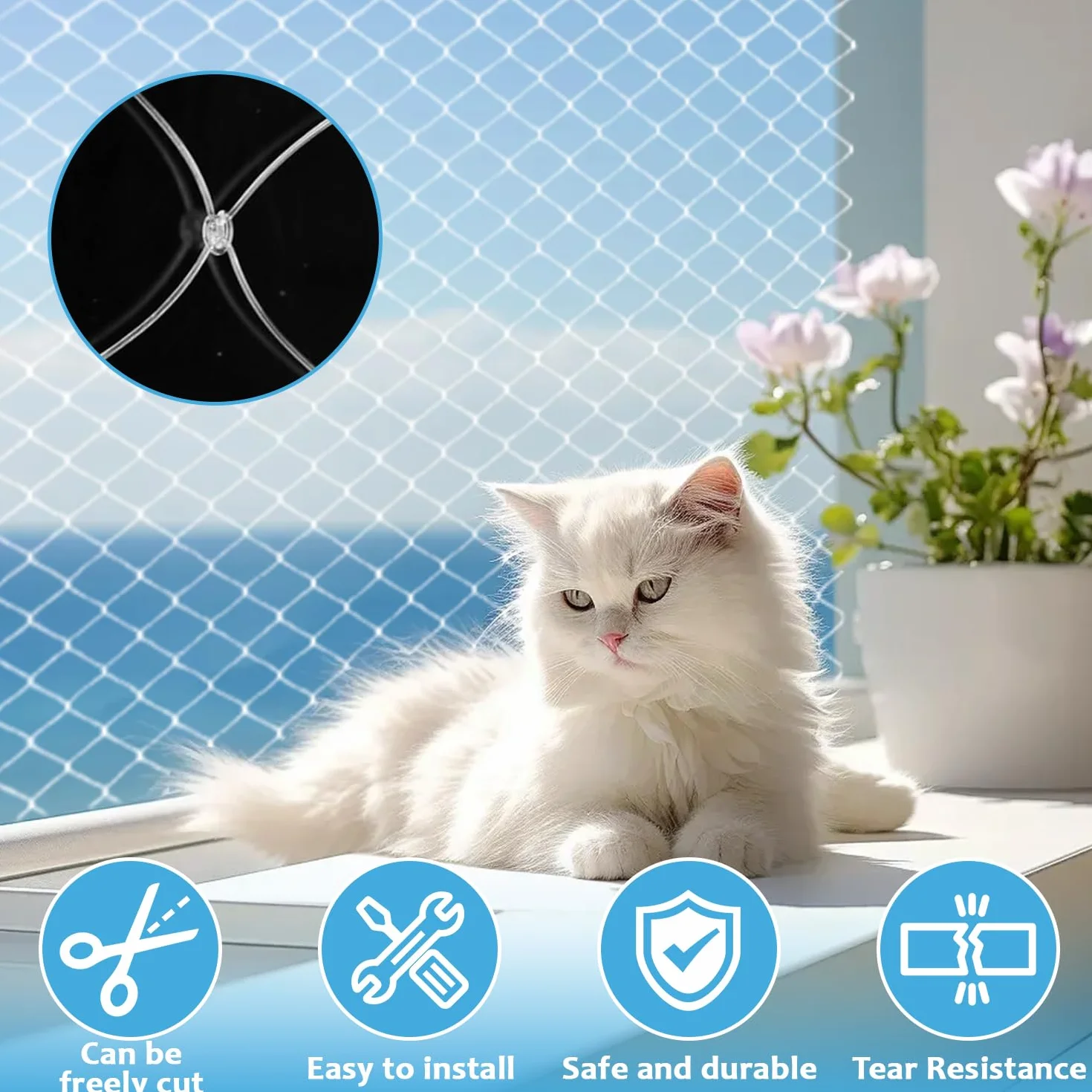 Rete per Gatti, 10 x 3 m Rete per Gatti Balcone, Rete Anti Uccelli, Rete Anti Piccioni, Multifunzione Rete Gatti, Rete Gatti Balcone, Rete per Gatti Tagliabile, per Balconi, Finestre, Terrazzo