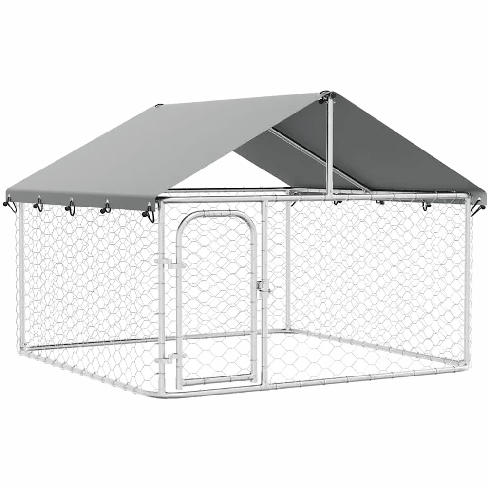 vidaXL Gabbia per Cani da Esterno con Tetto 200x200x150 cm