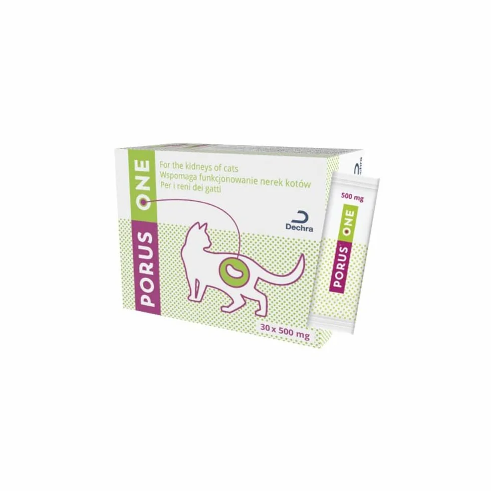 Porus ONE | 30 x 500 mg | Alimento complementare a basso contenuto proteico per gatti | Per gatti con problemi renali | Per ridurre l'aumento delle tossine uremiche